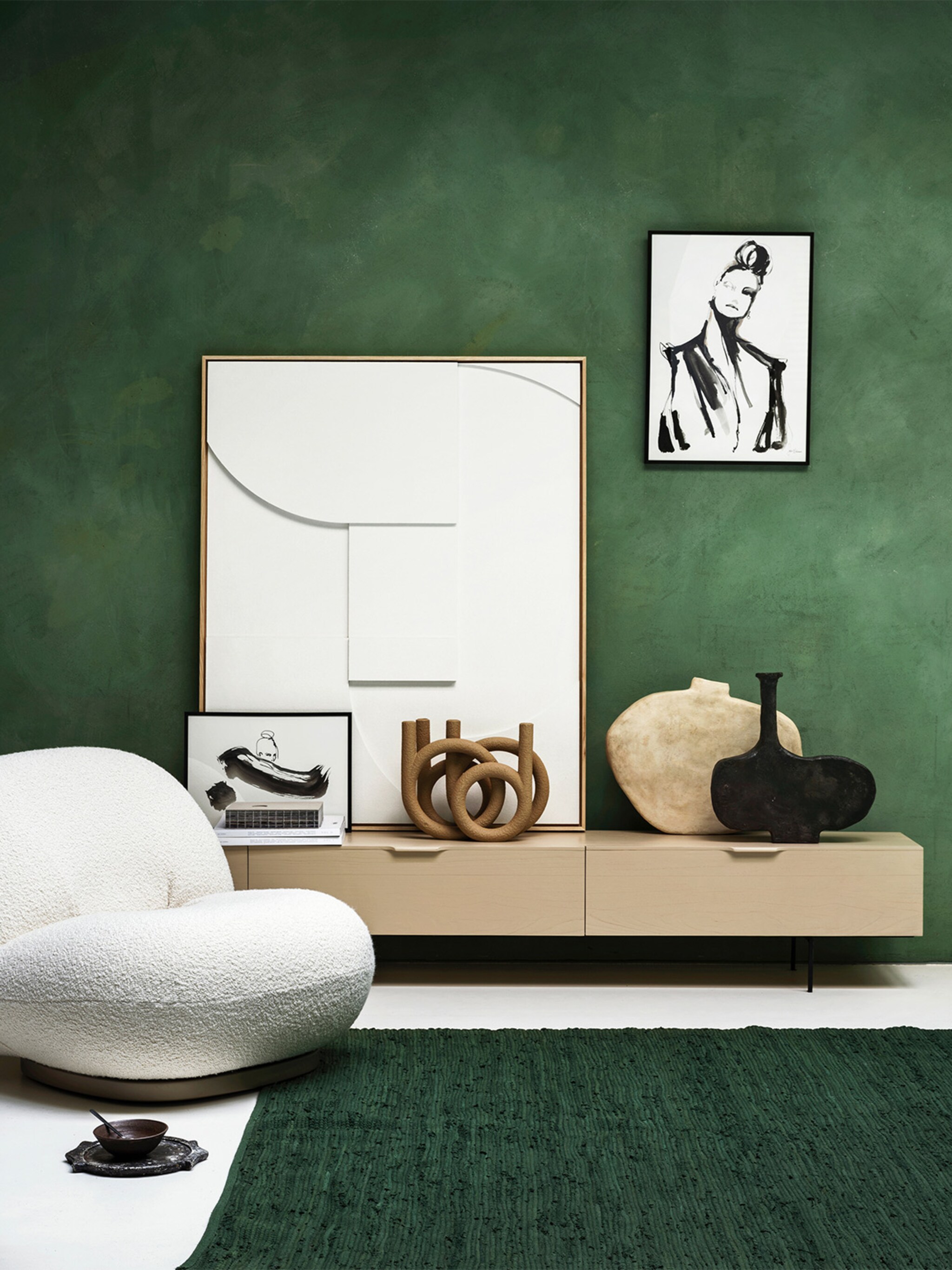 groene muur in woonkamer