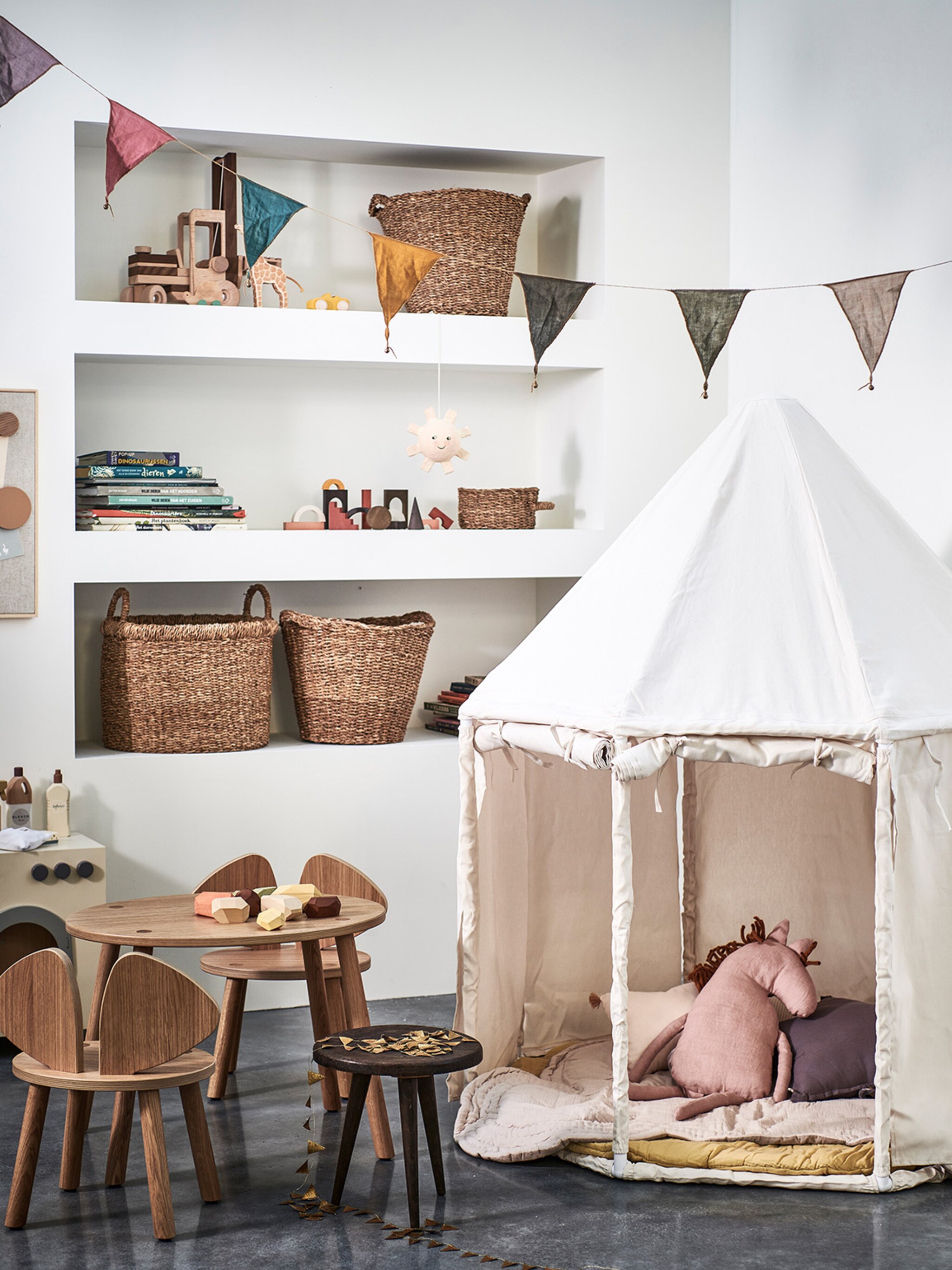 stijlvolle kinderhoek in de woonkamer