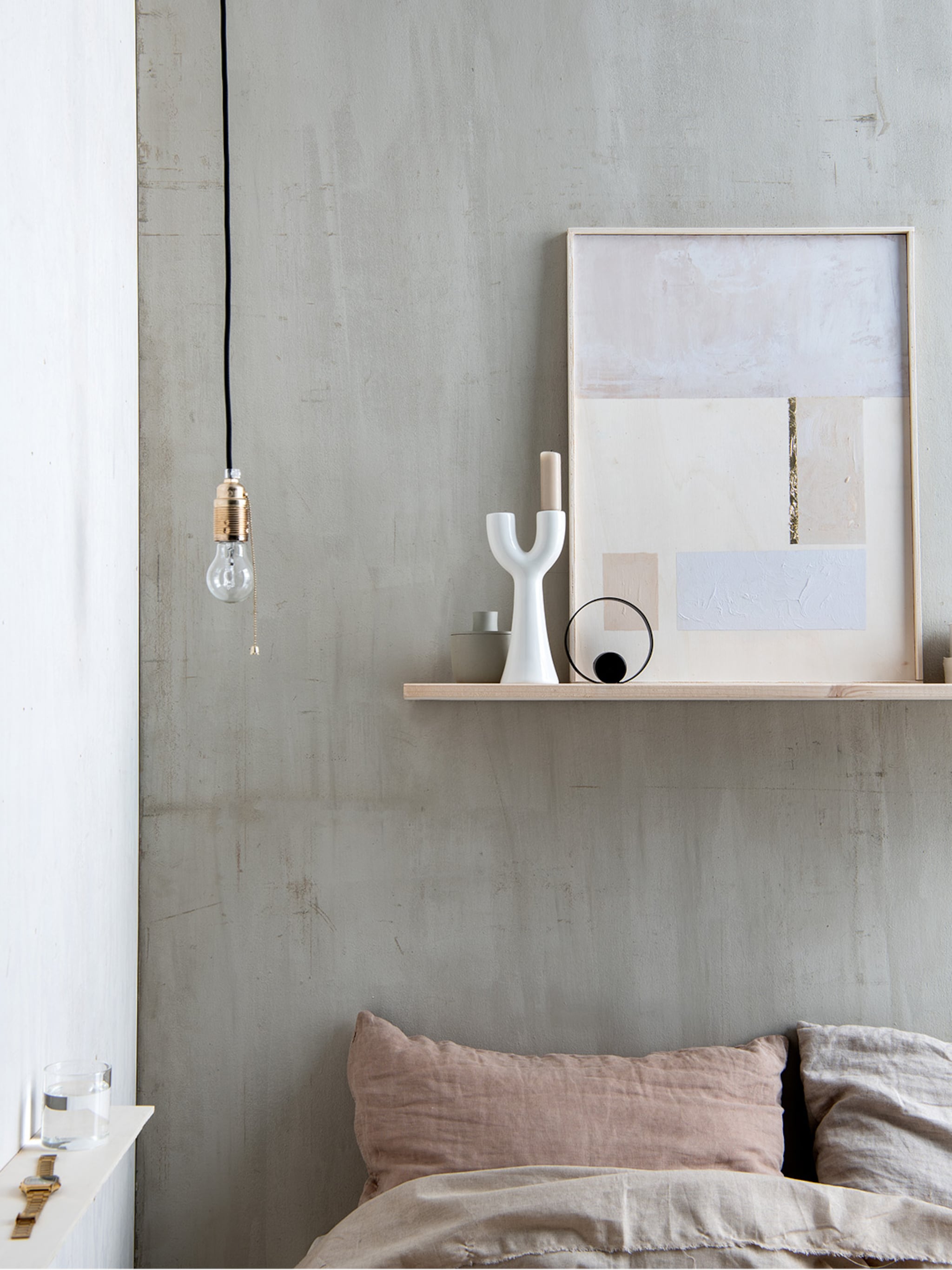 wandplank boven bed stylen