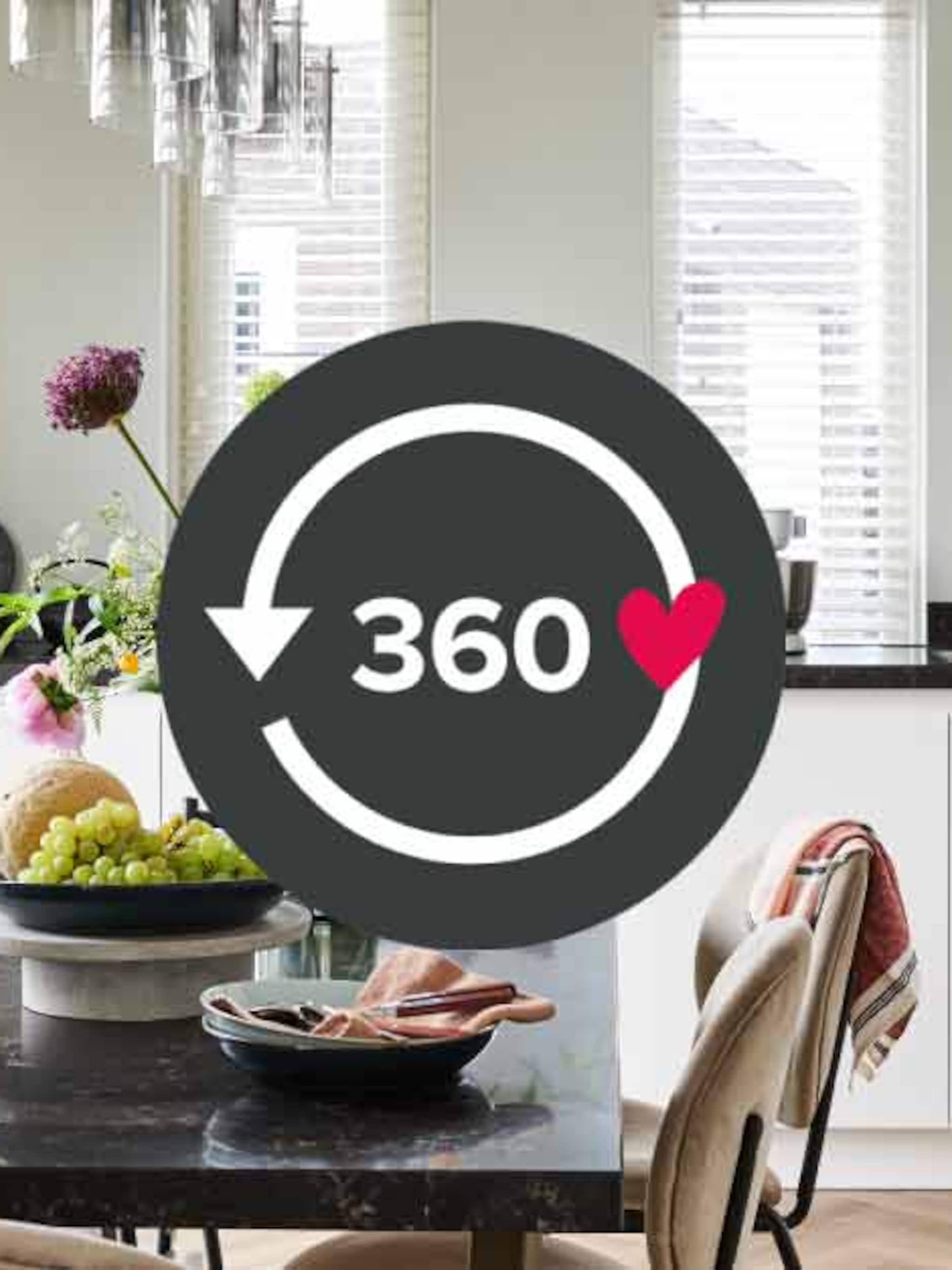 bekijk deze serene chique keuken in 360 graden