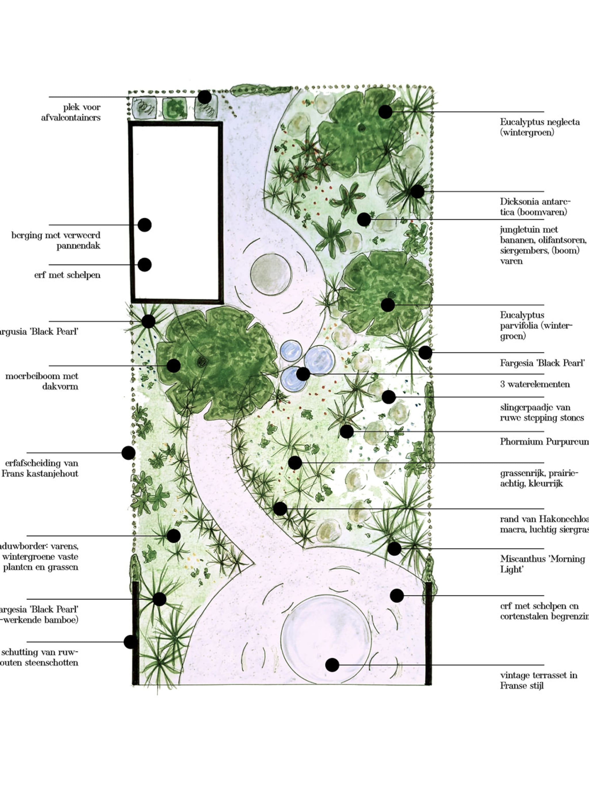 tuinontwerp met verschillende plantensferen