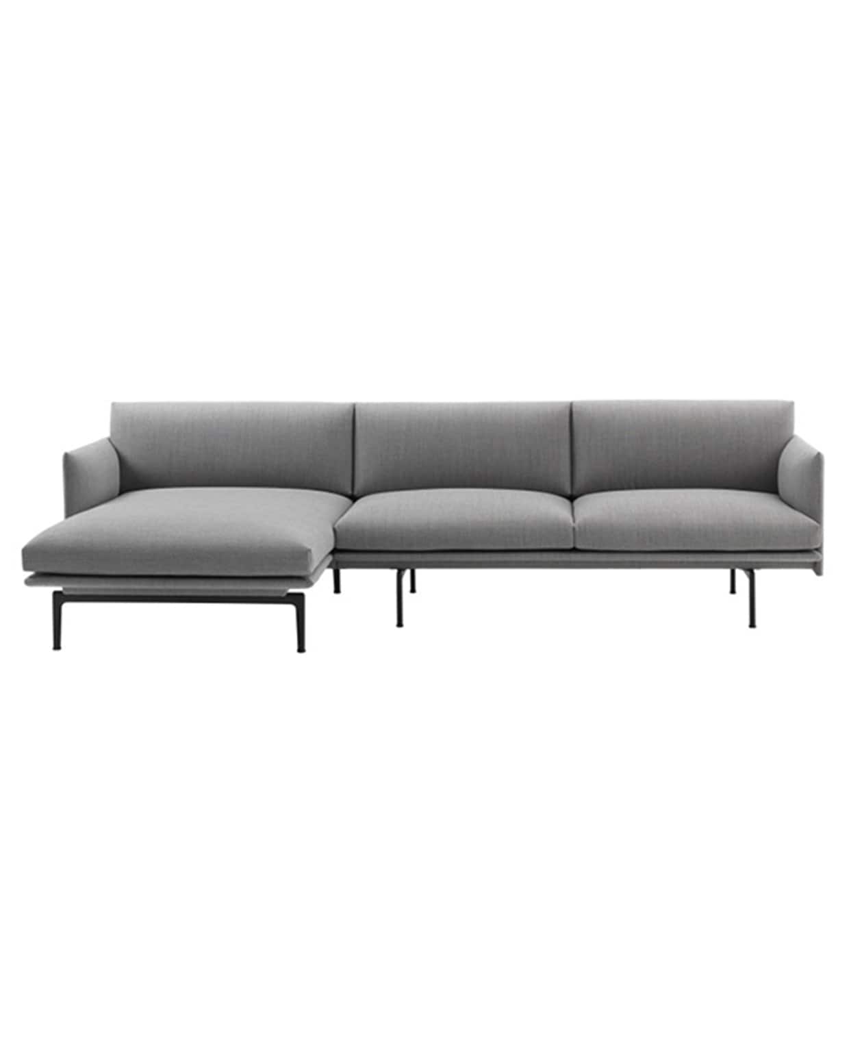 MuutoOutline bank 3-zits met chaise longue links, 46x95x142x55 cm (lxbxdxh). Flinders