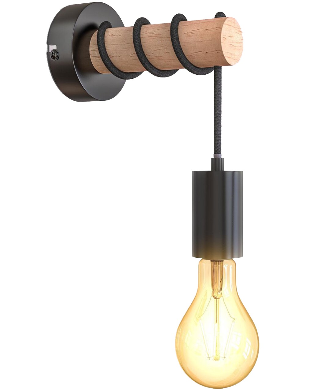 Landelijke Wandlamp, Zwart, Hout, B.K.Licht, bol.com,