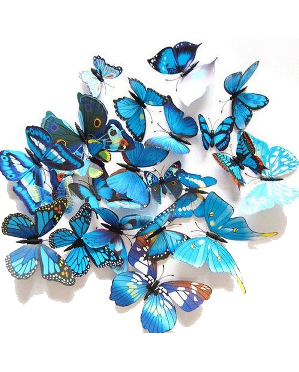 Muur Sticker / Muurdecoratie, Blauw, 3D Vlinders, bol.com,