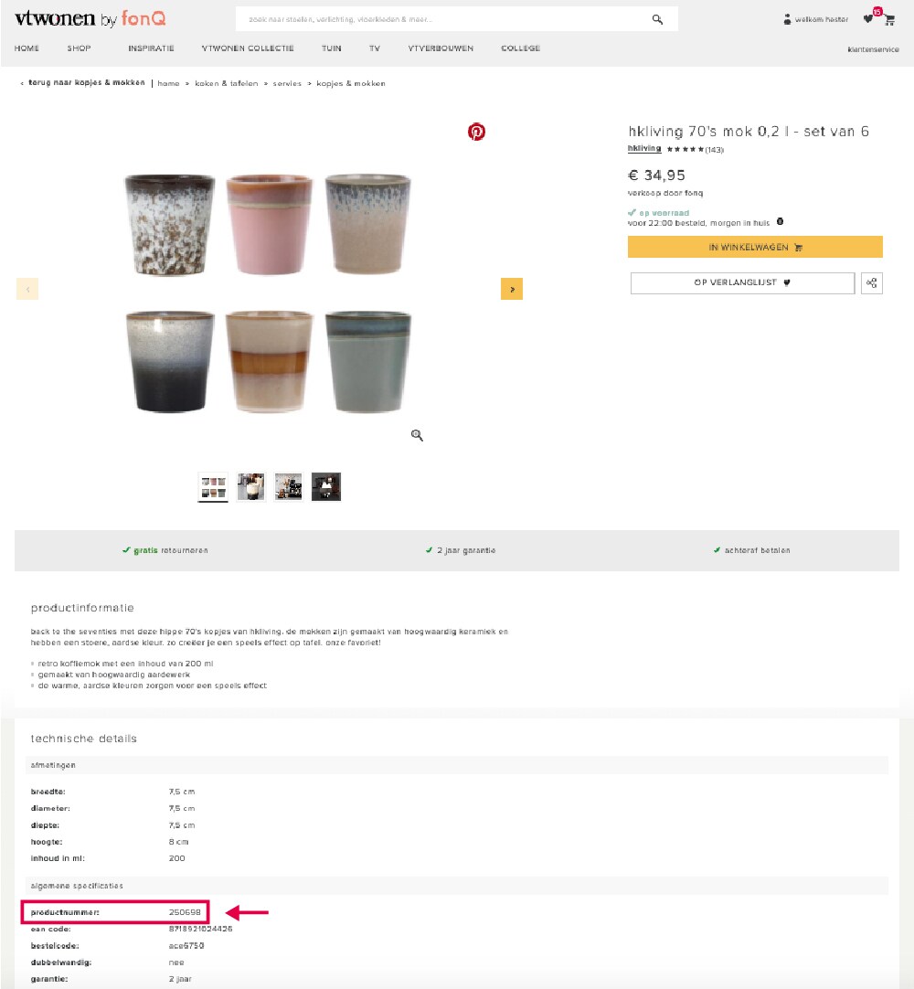 productnummer
