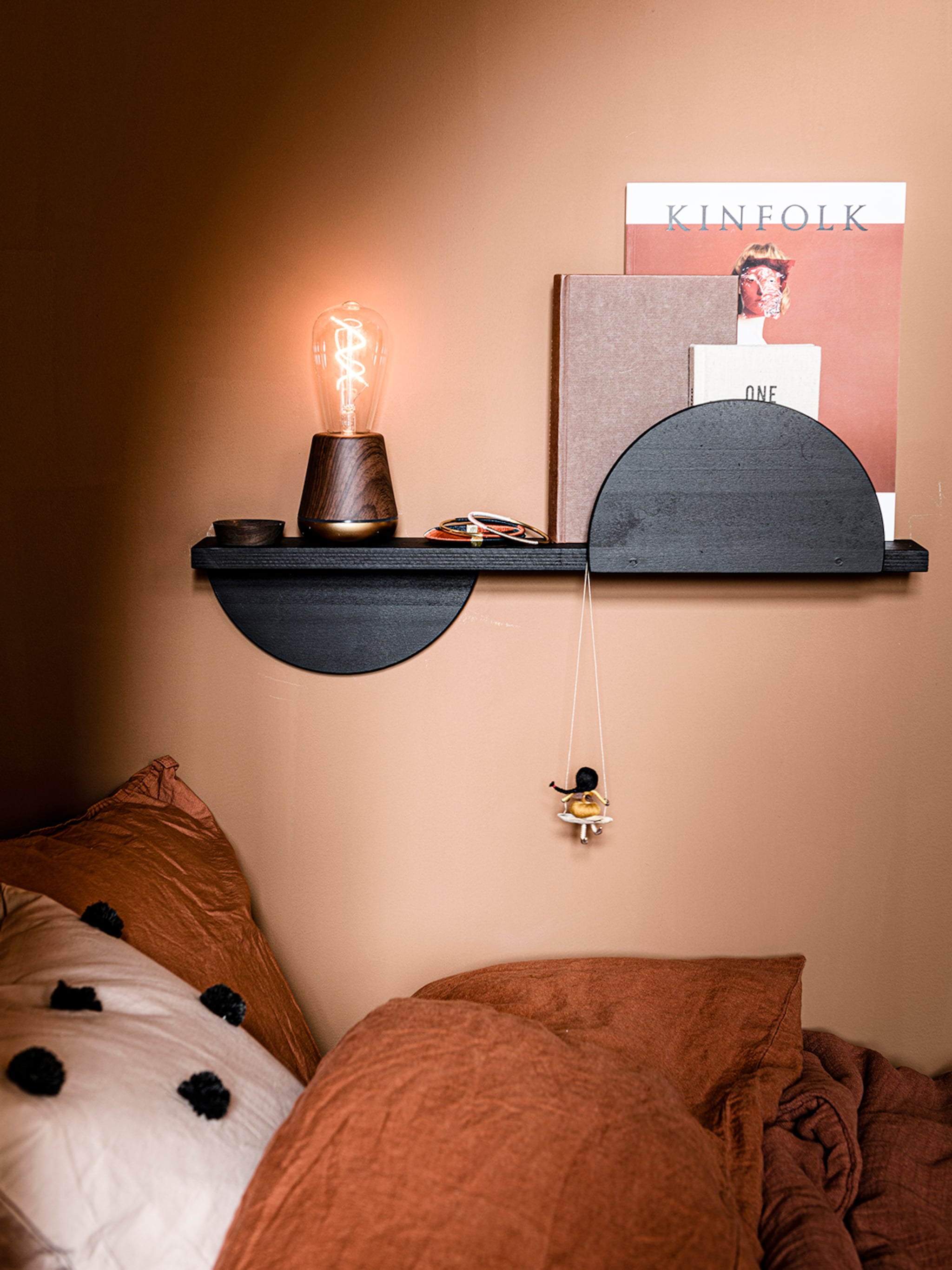 diy praktische wandplank met halve cirkels