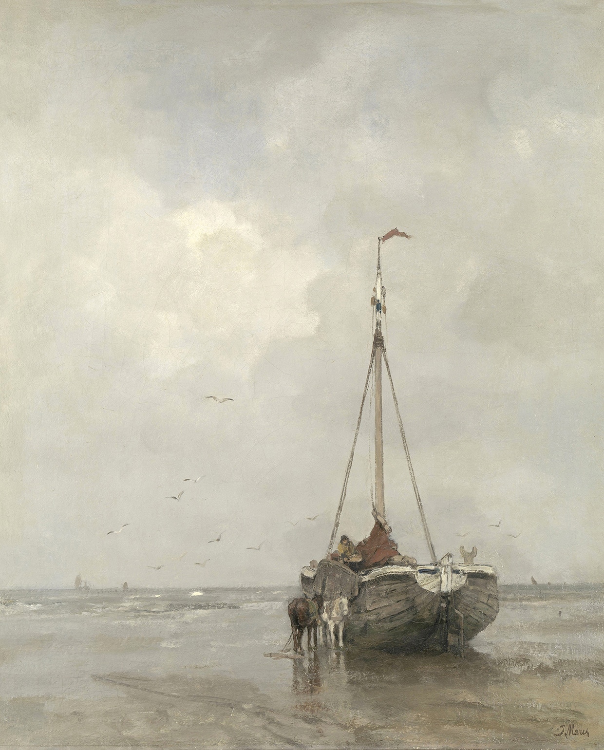 Bomschuit (1878) van Jacob Maris. Als replica verkrijgbaar in diverse formaten vanaf 100×115 cm (muurmeesters.nl). Bomschuit (1878) van Jacob Maris