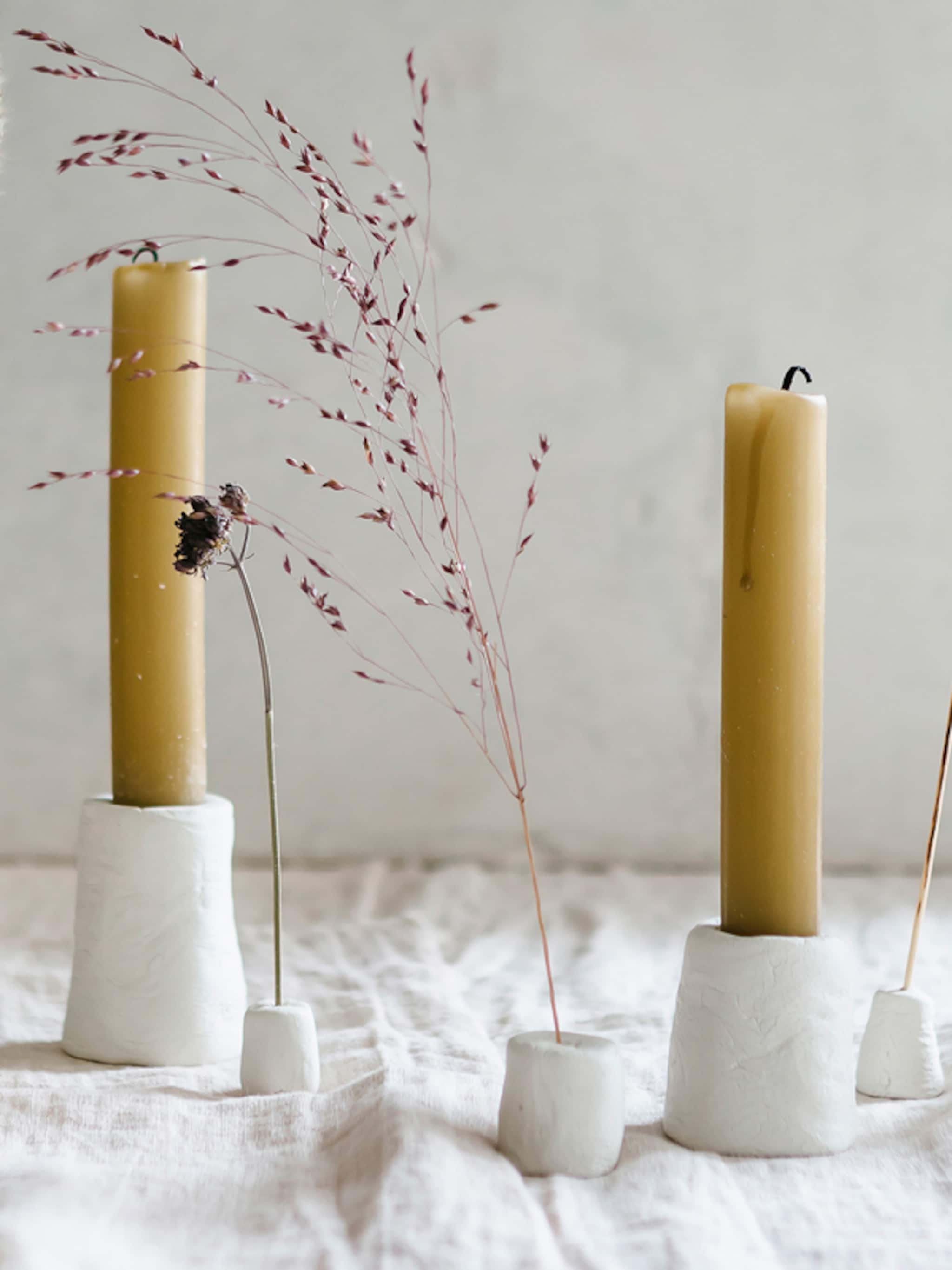 diy kandelaars van klei