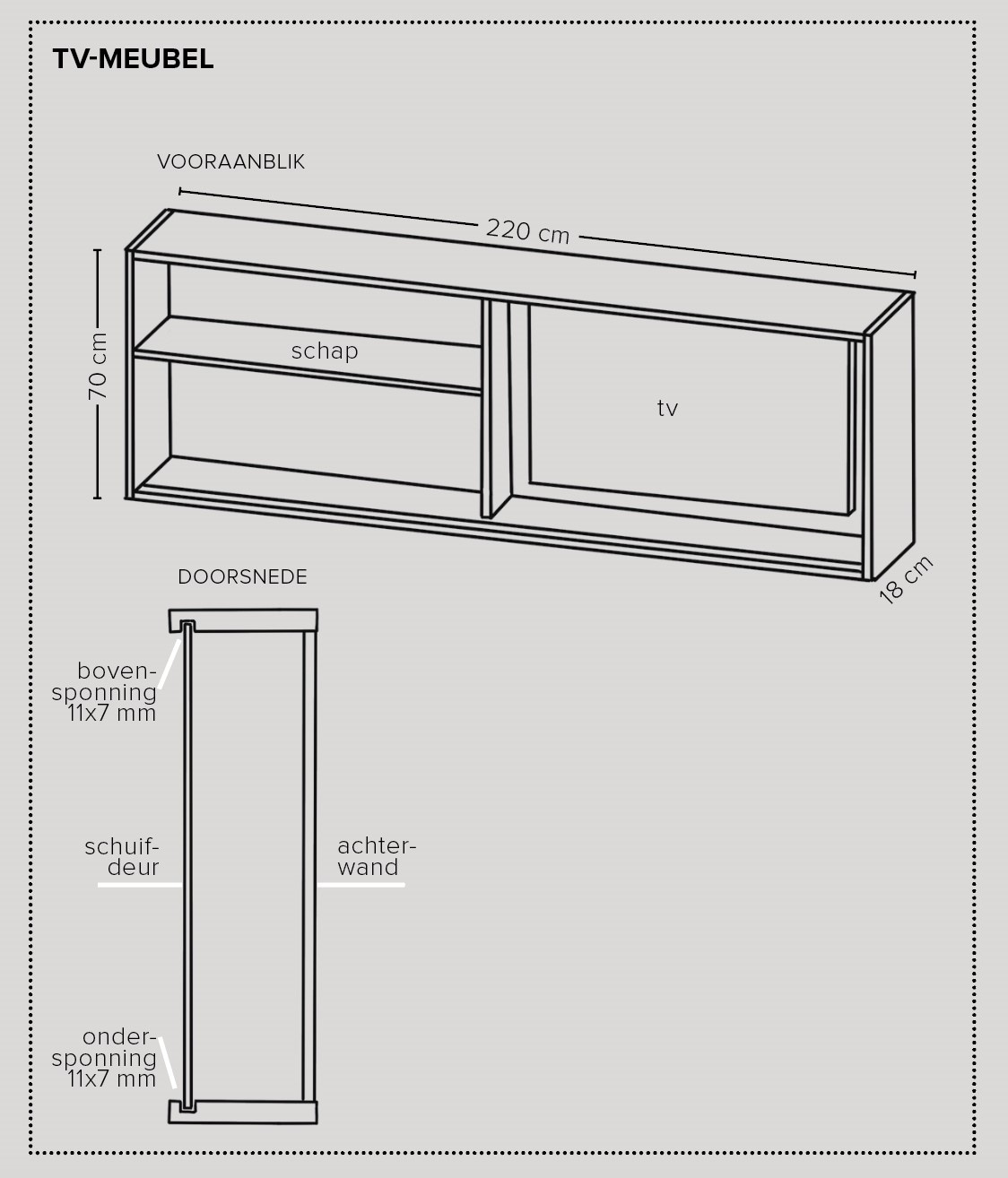 werktekening | tv-meubel