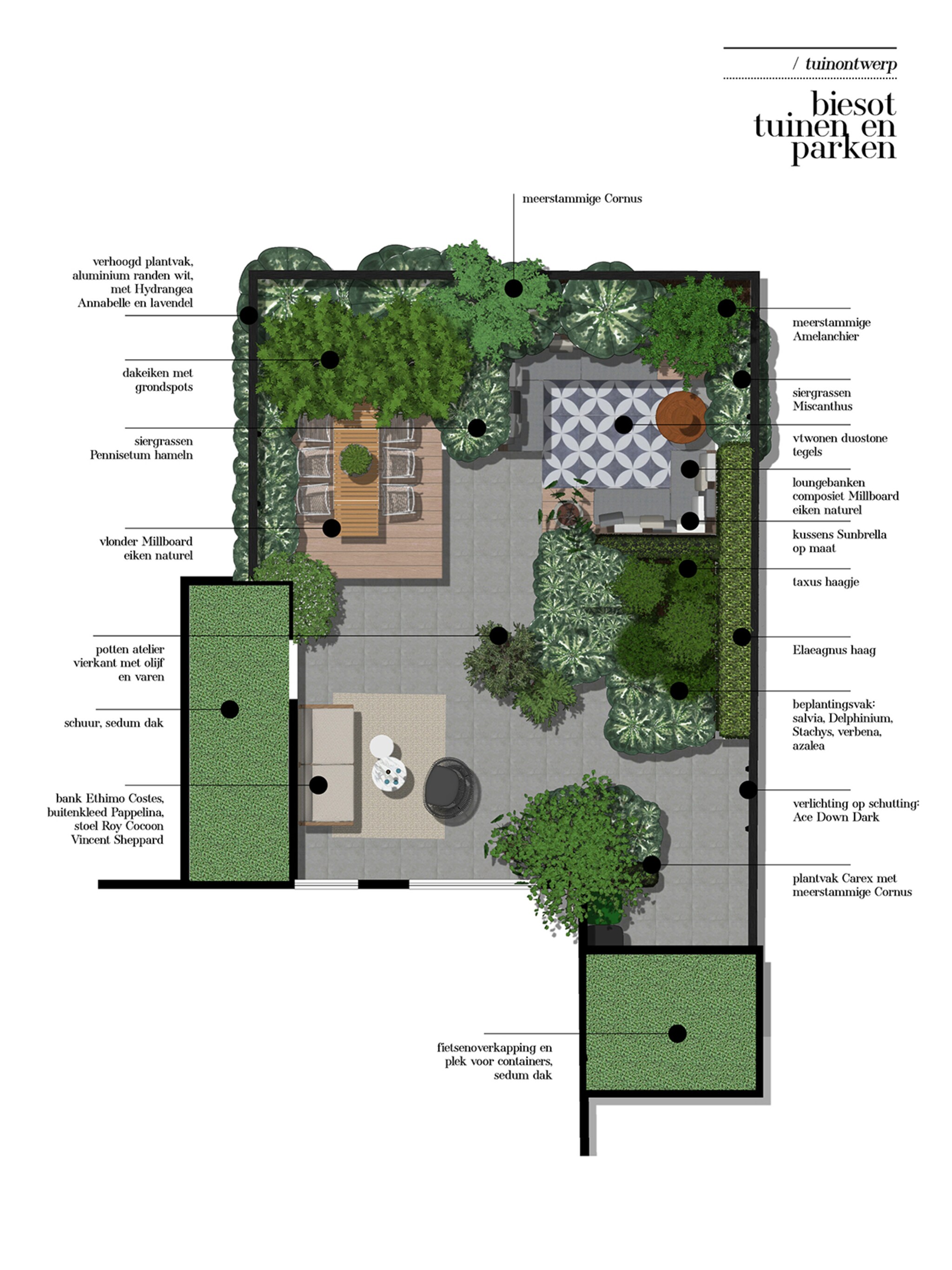 tuinontwerp van 50m2 geheel met ongedwongen ibiza vibe