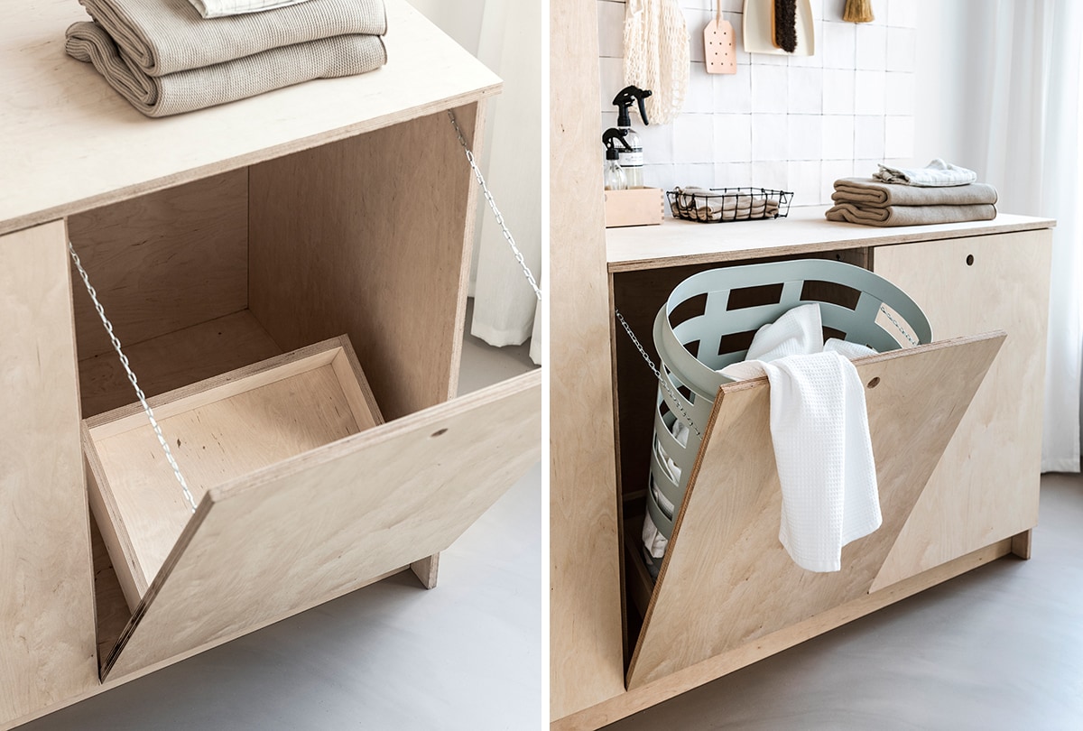 Lage kast met wasmand vtwonen DIY wasmeubel