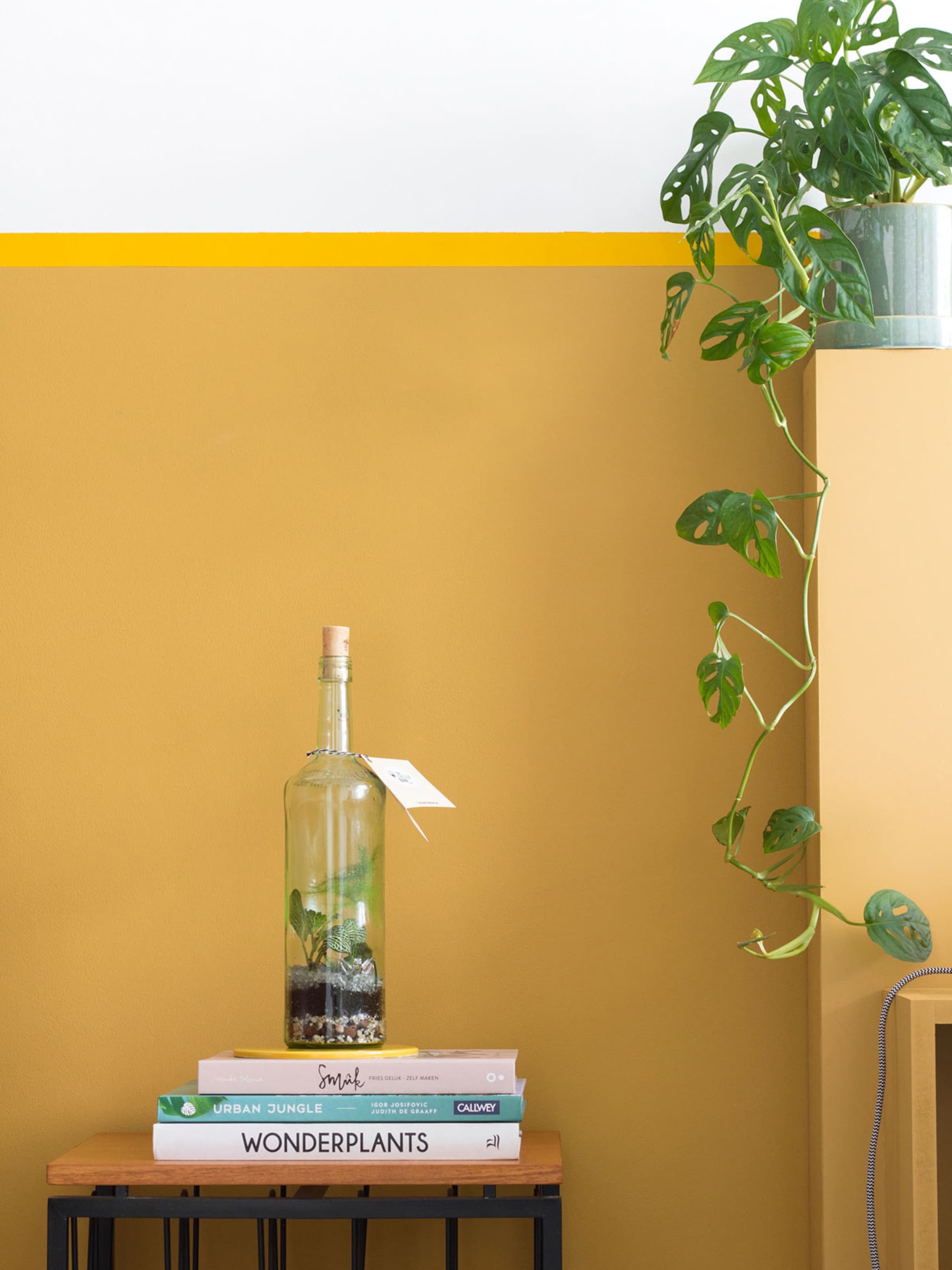 the green bar planten in een fles