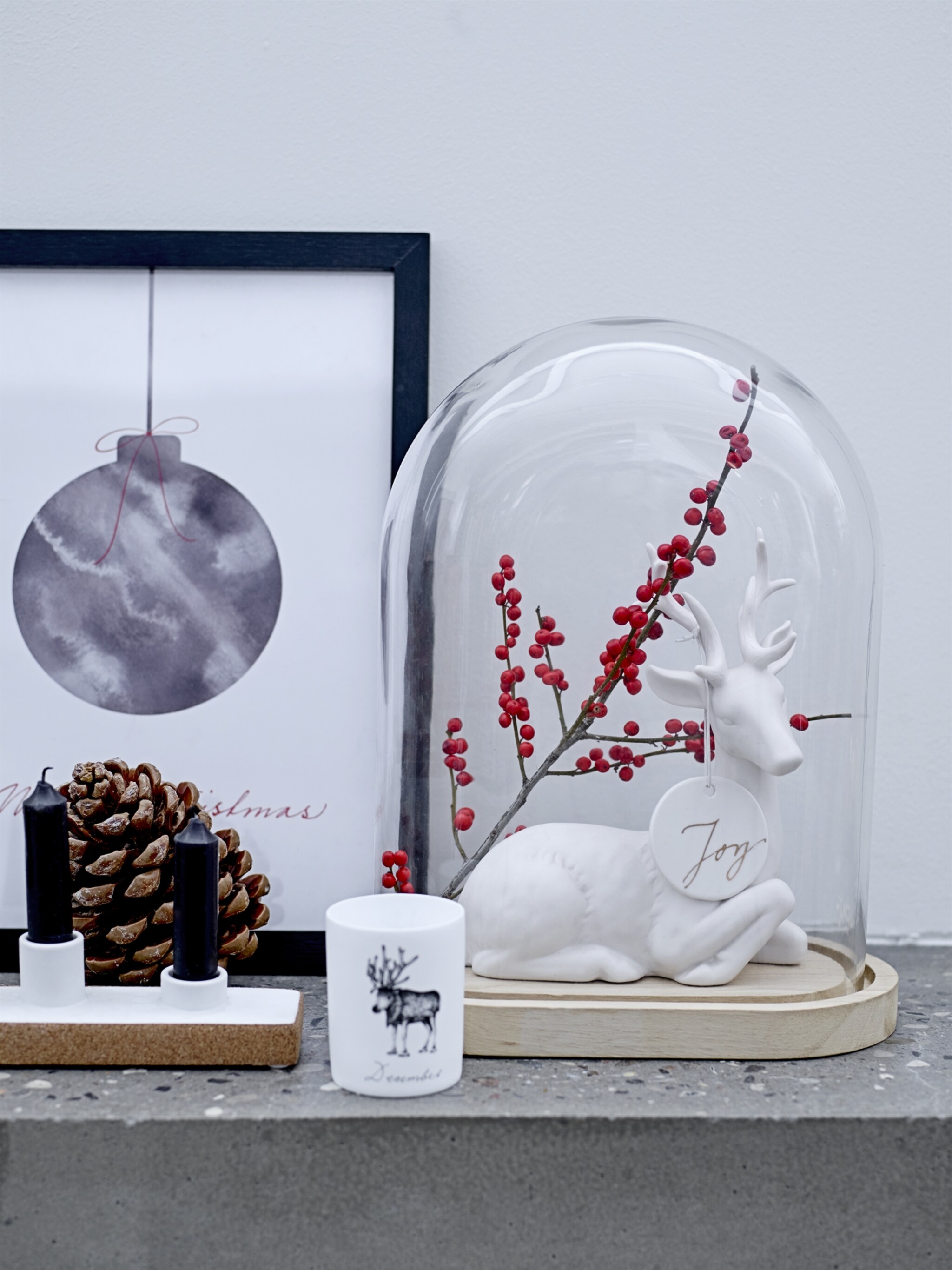 kerstdecoratie onder de stolp