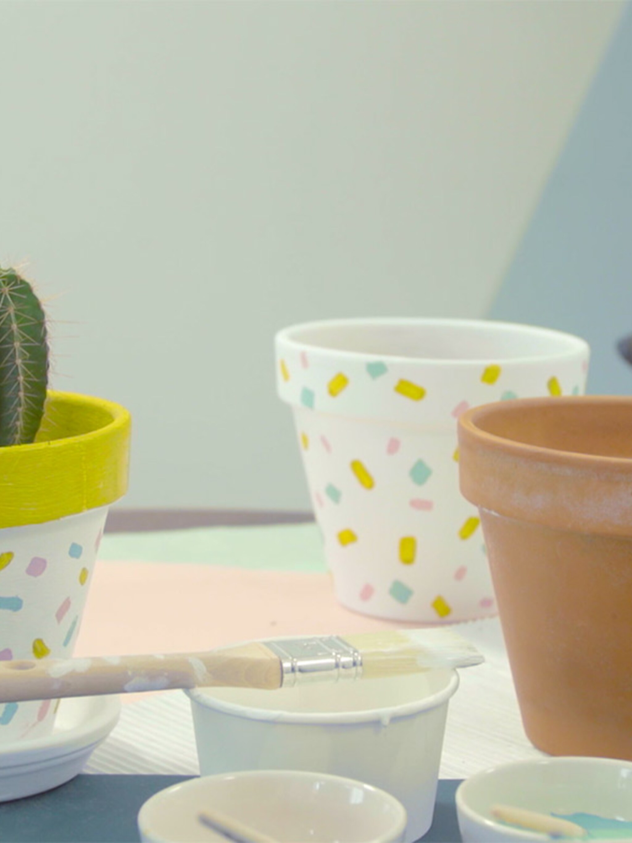 diy vrolijke bloempotten schilderen