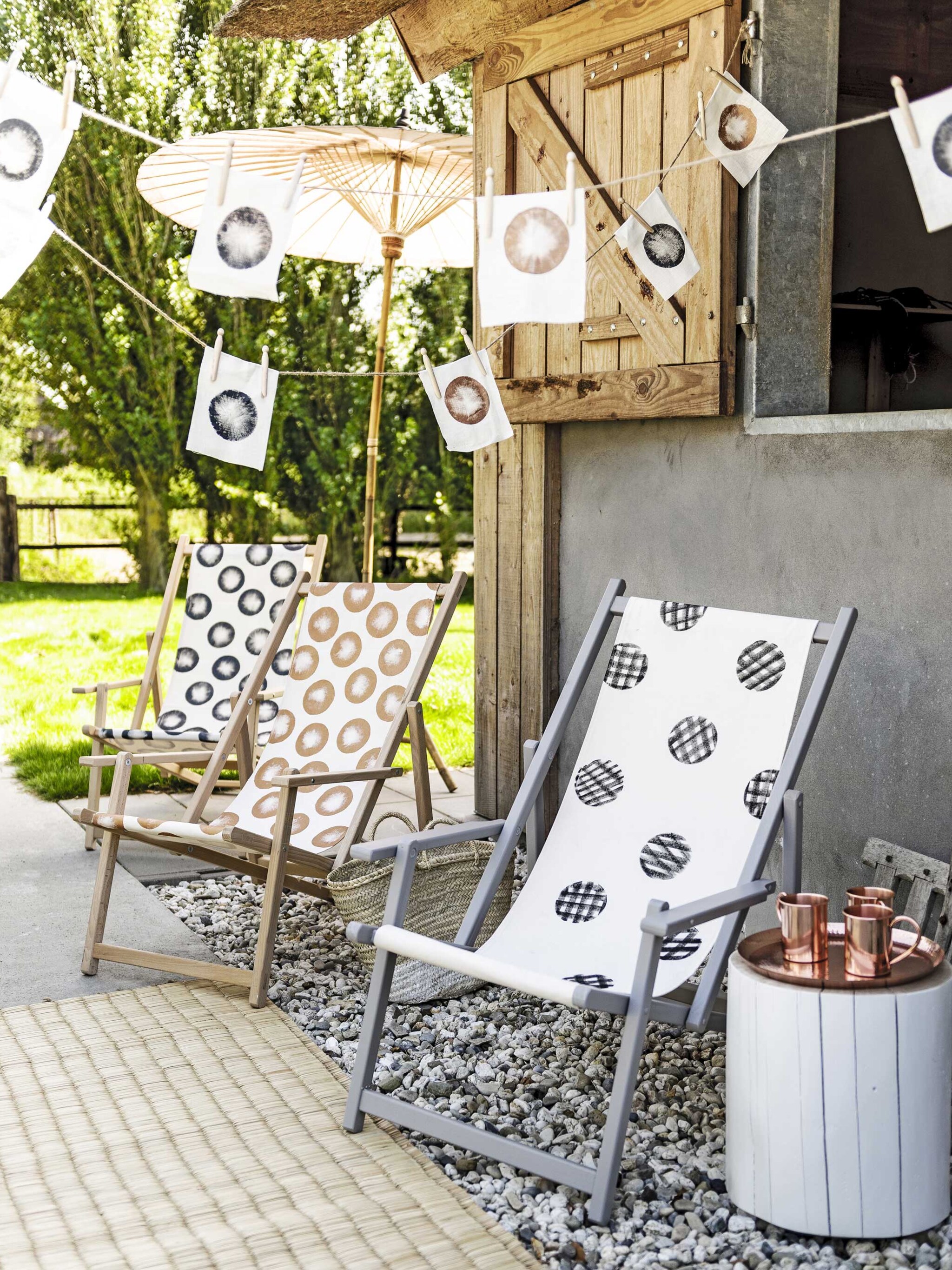 buiten feest diy strandstoel en slinger