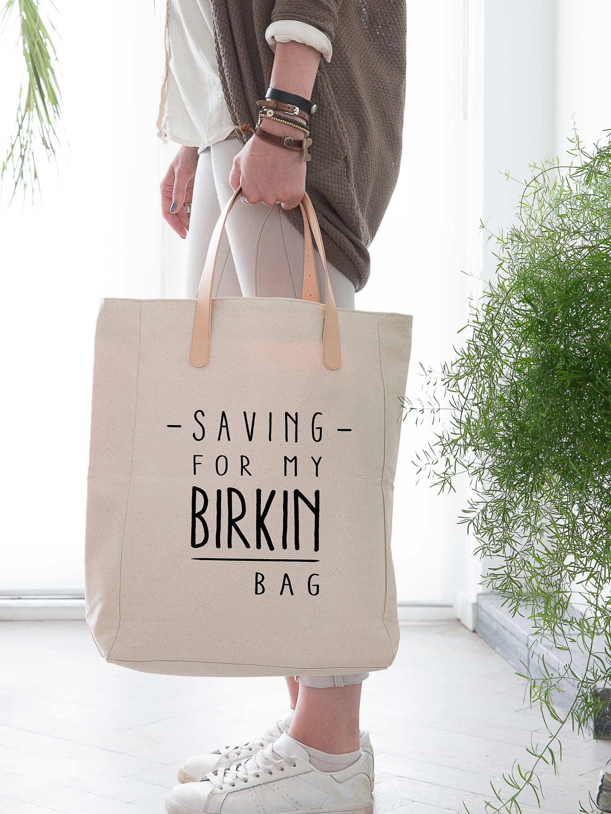 shopper met leren handvatten