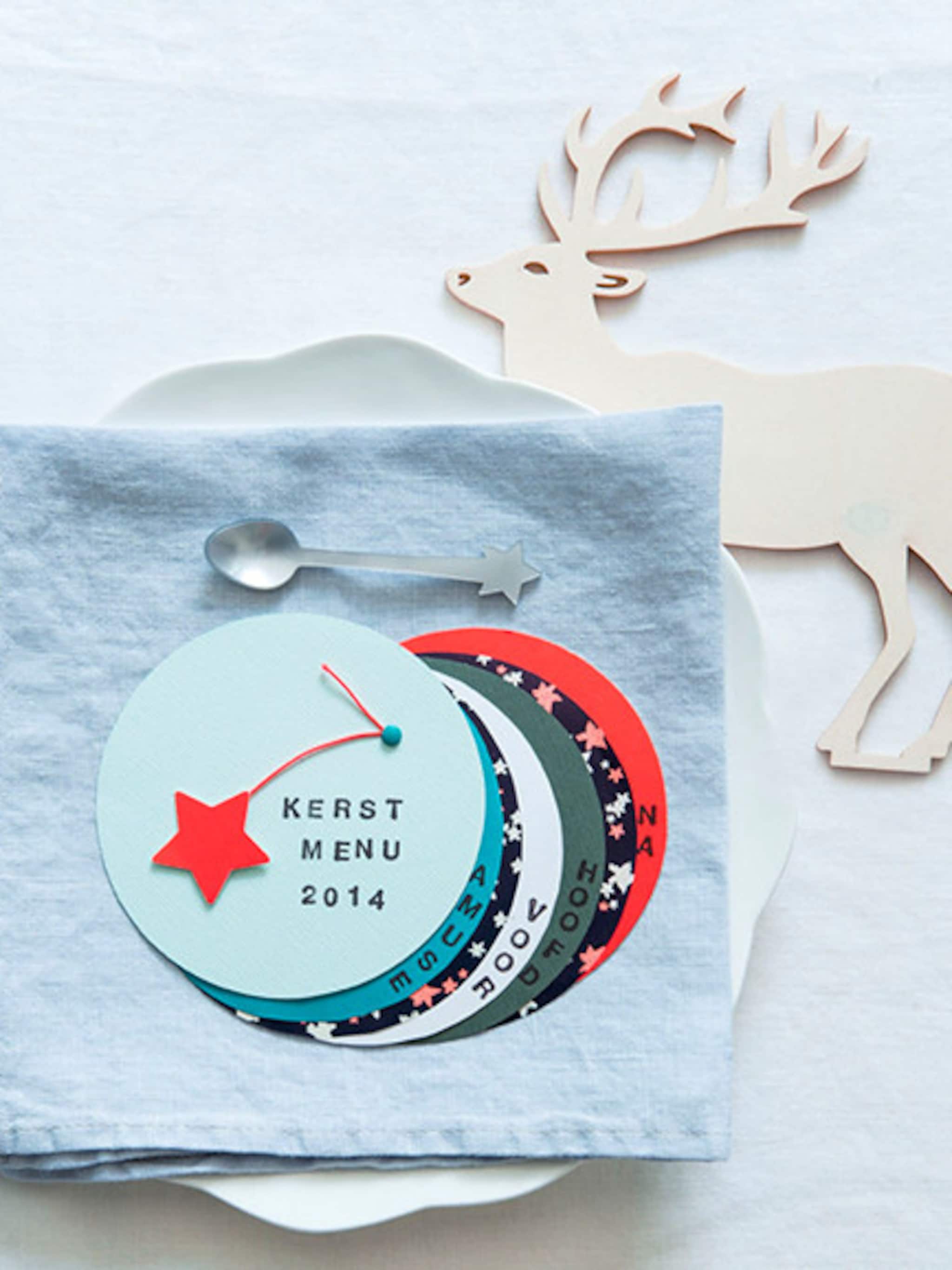 menukaartjes voor het kerstdiner