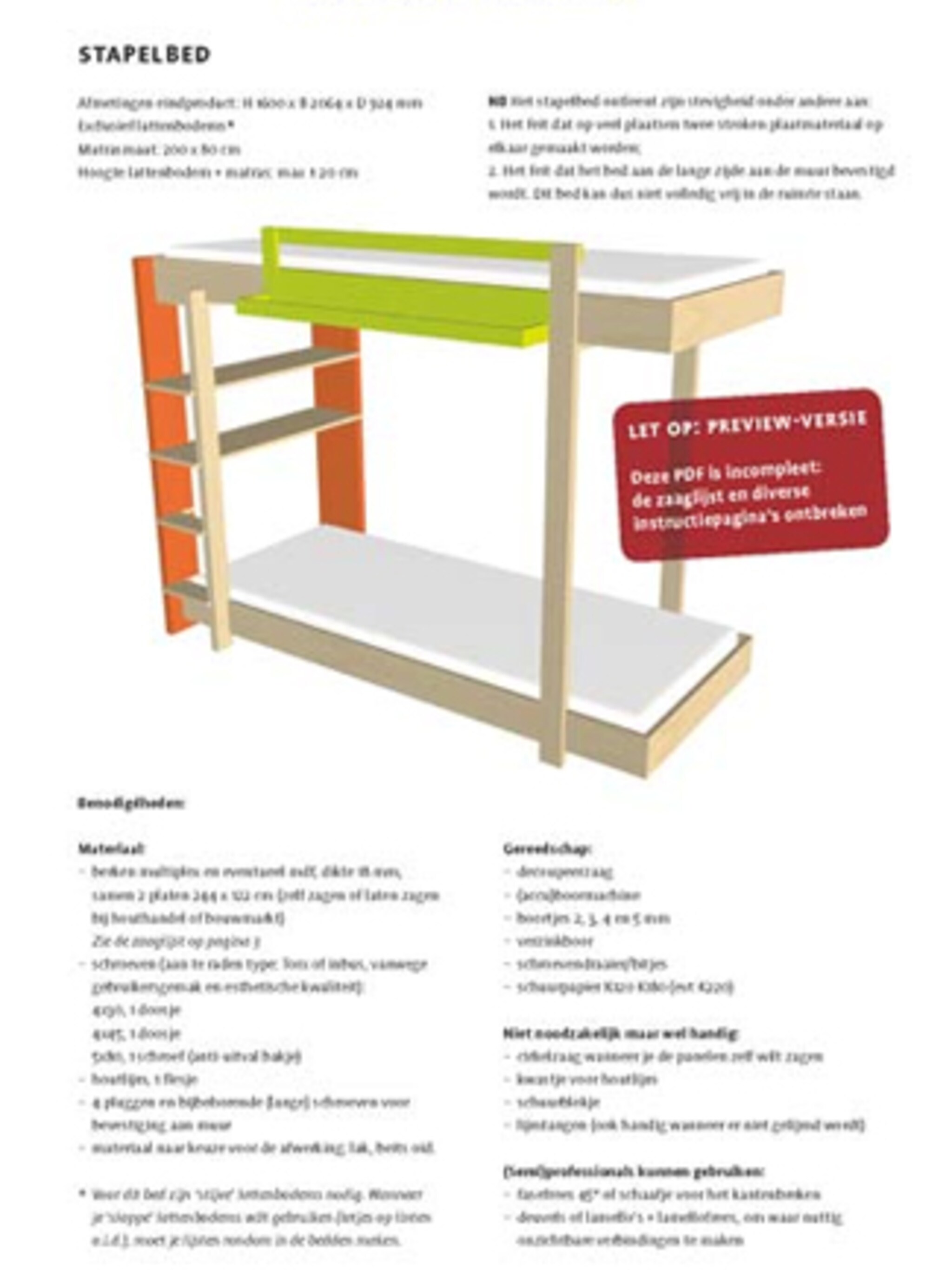 tekening stapelbed