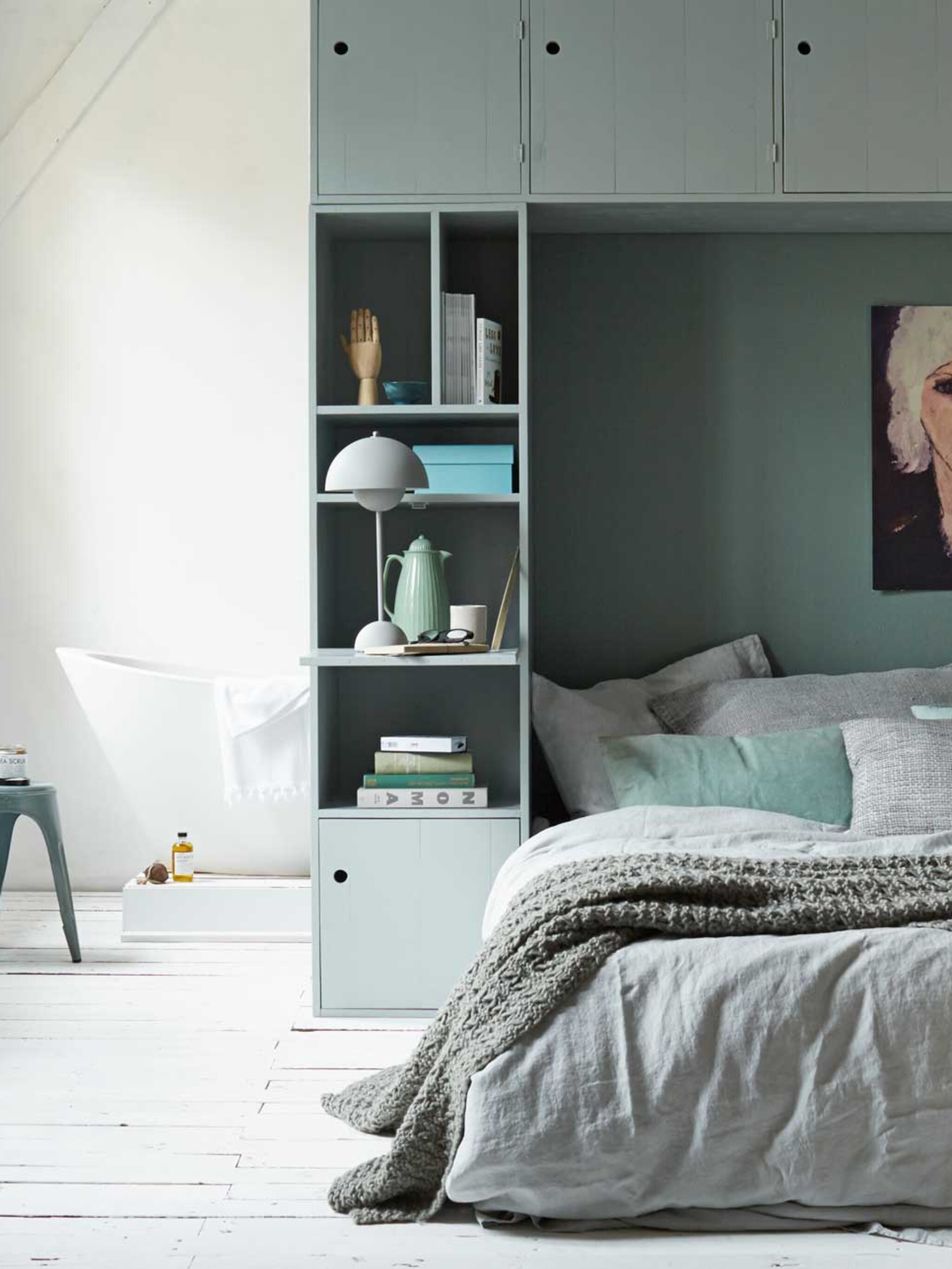 slaapkamer combineren met werken badderen lezen