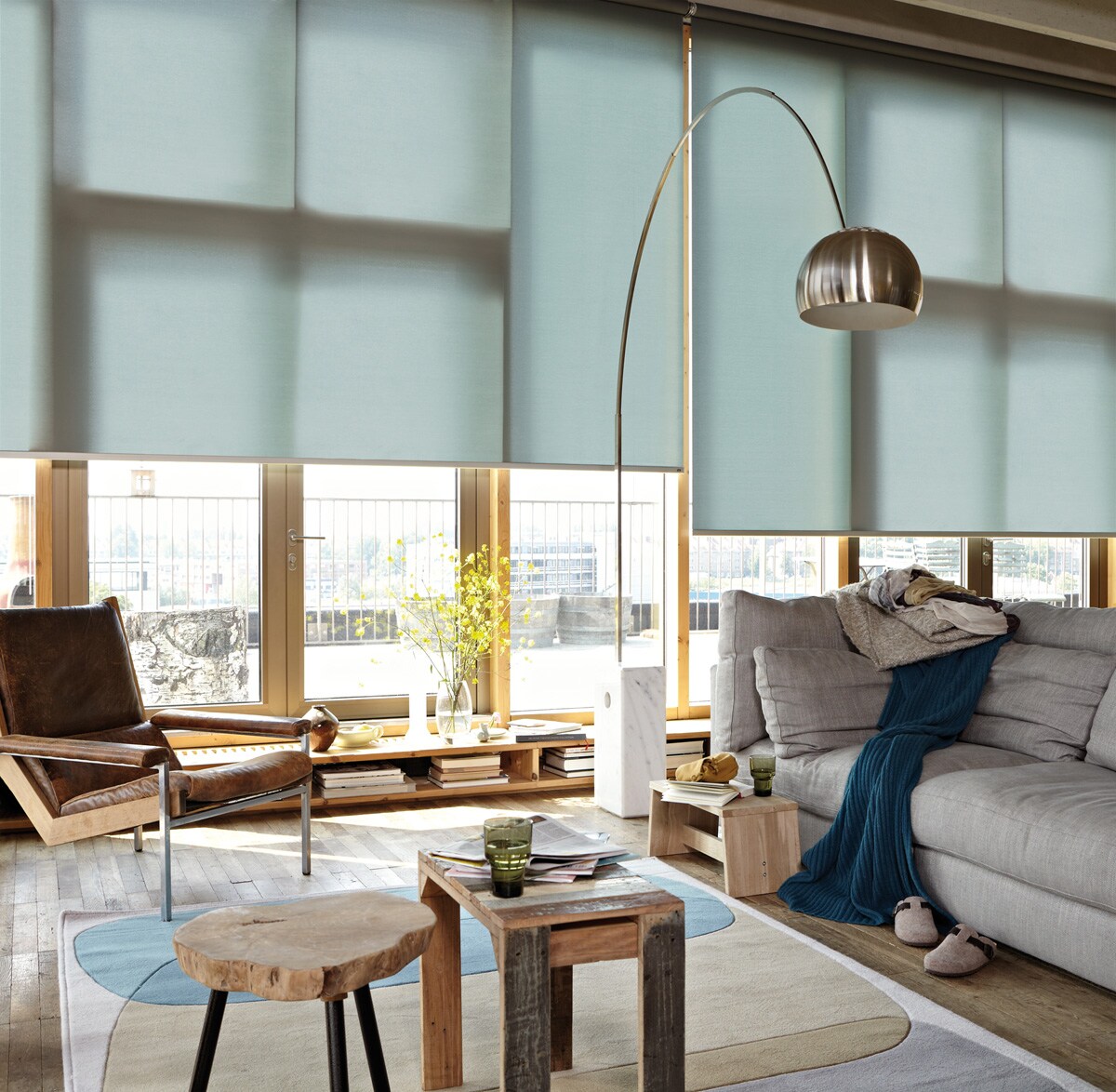 Rolgordijn in subtiel blauw