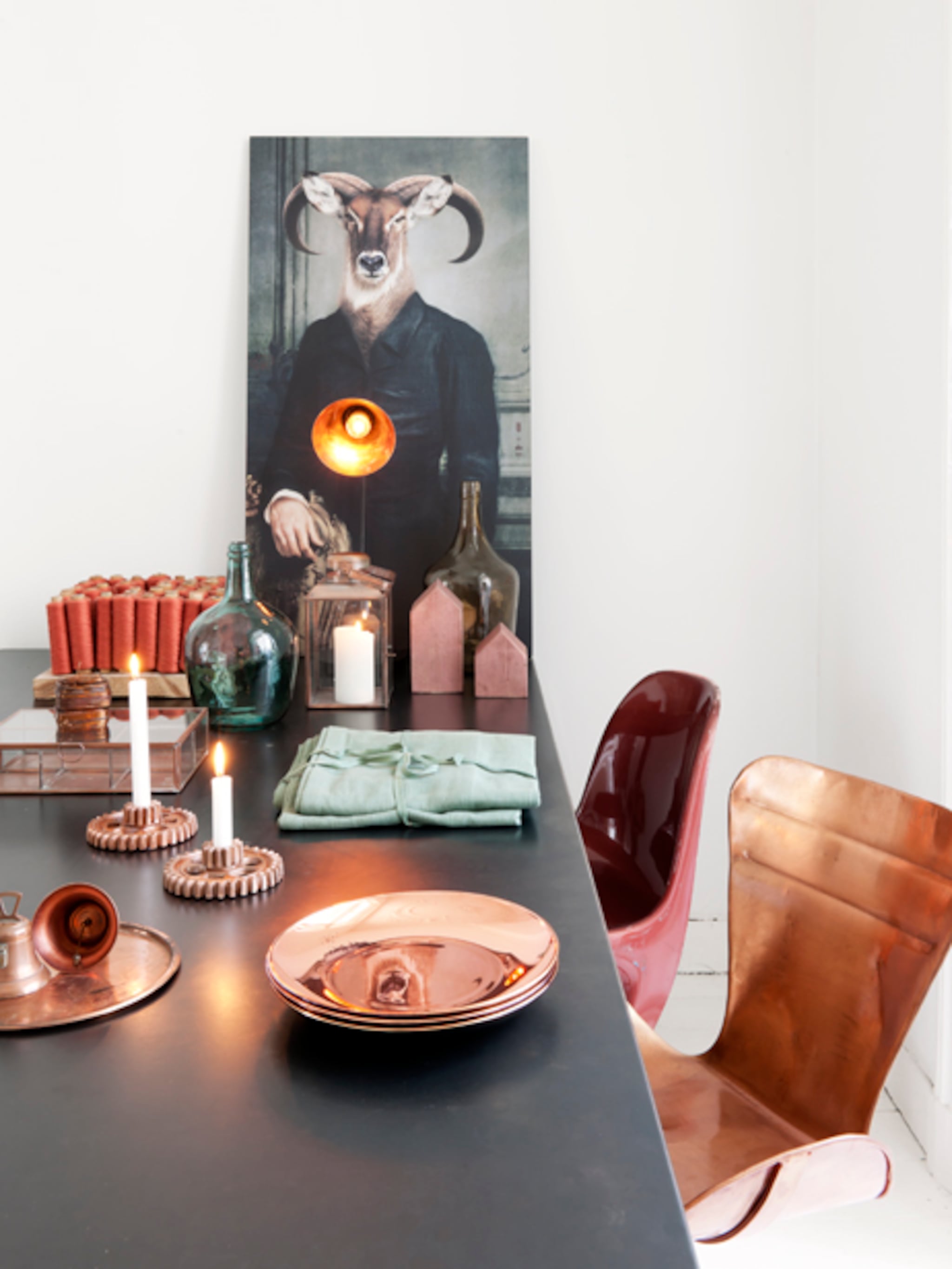 4x koper accessoires in elk interieur