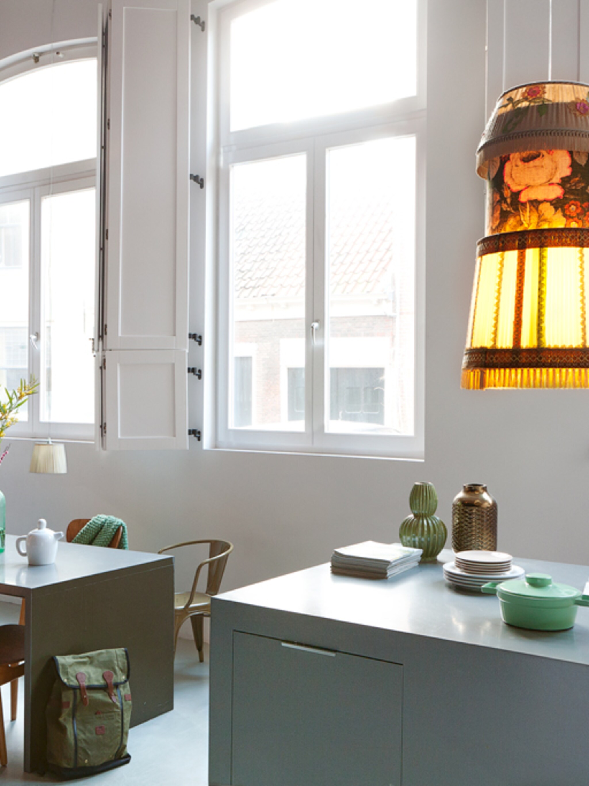 drie vintage schemerlampen