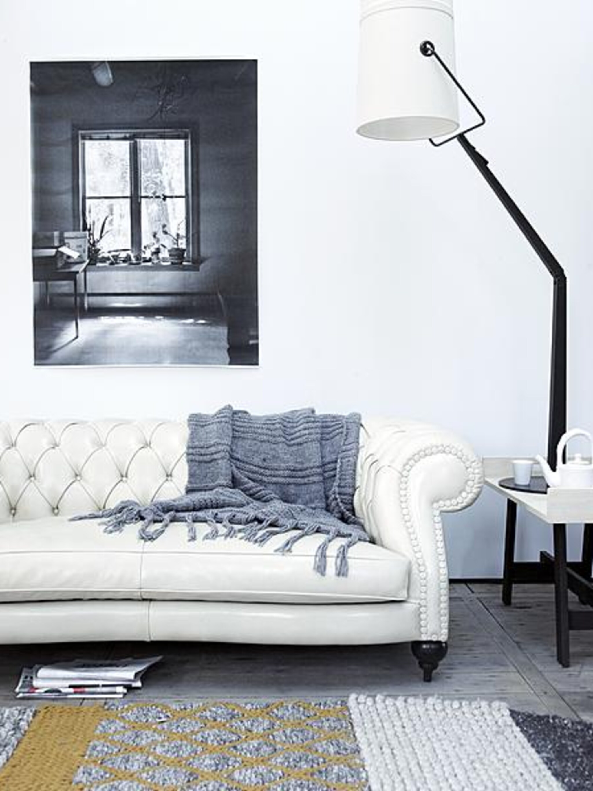 wit leren chesterfield bank