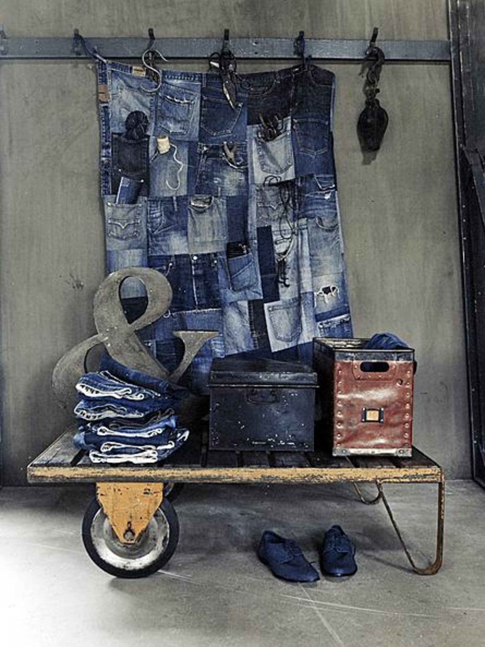 denim opbergzak