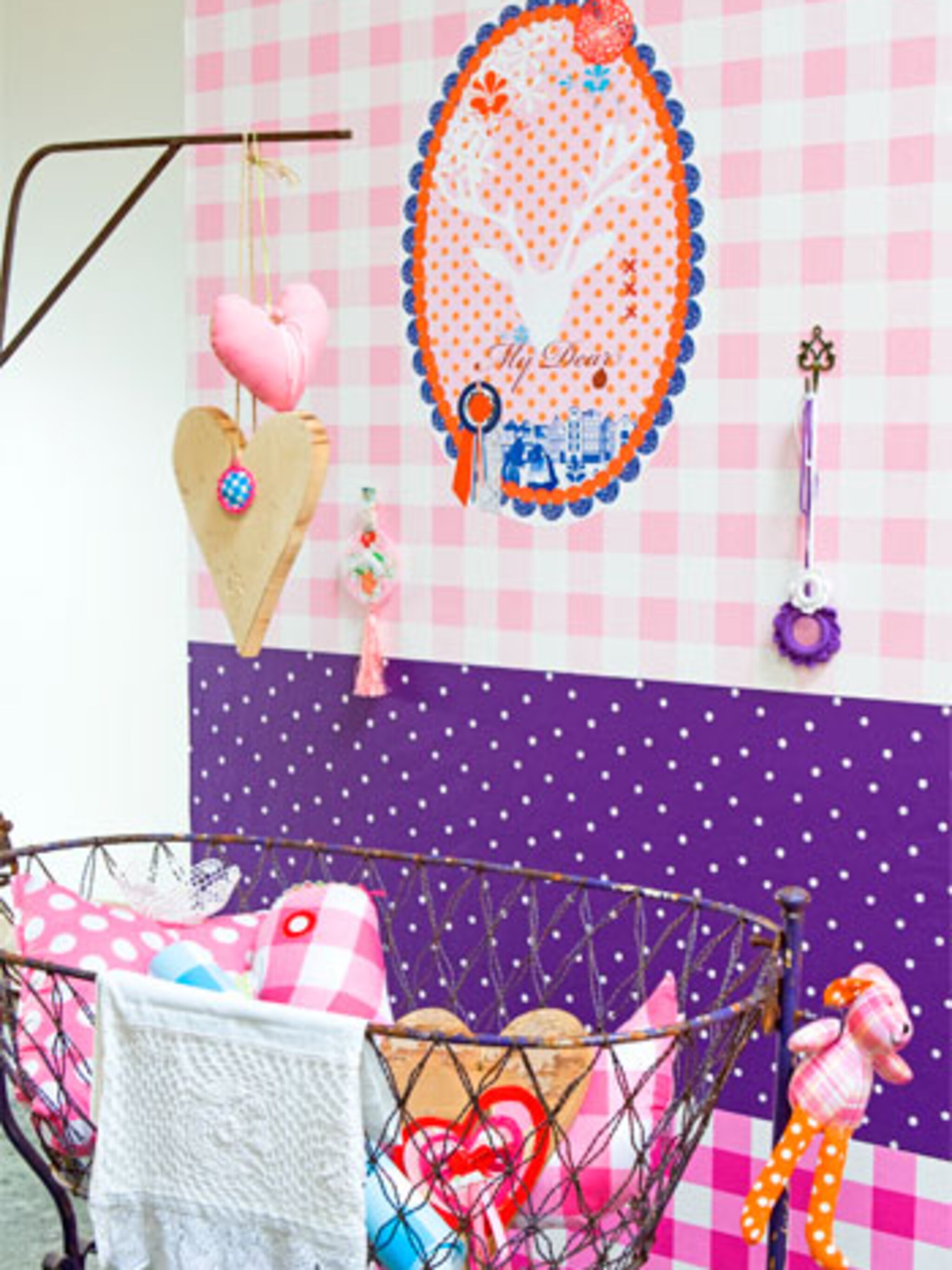 lief behang met roze en paars