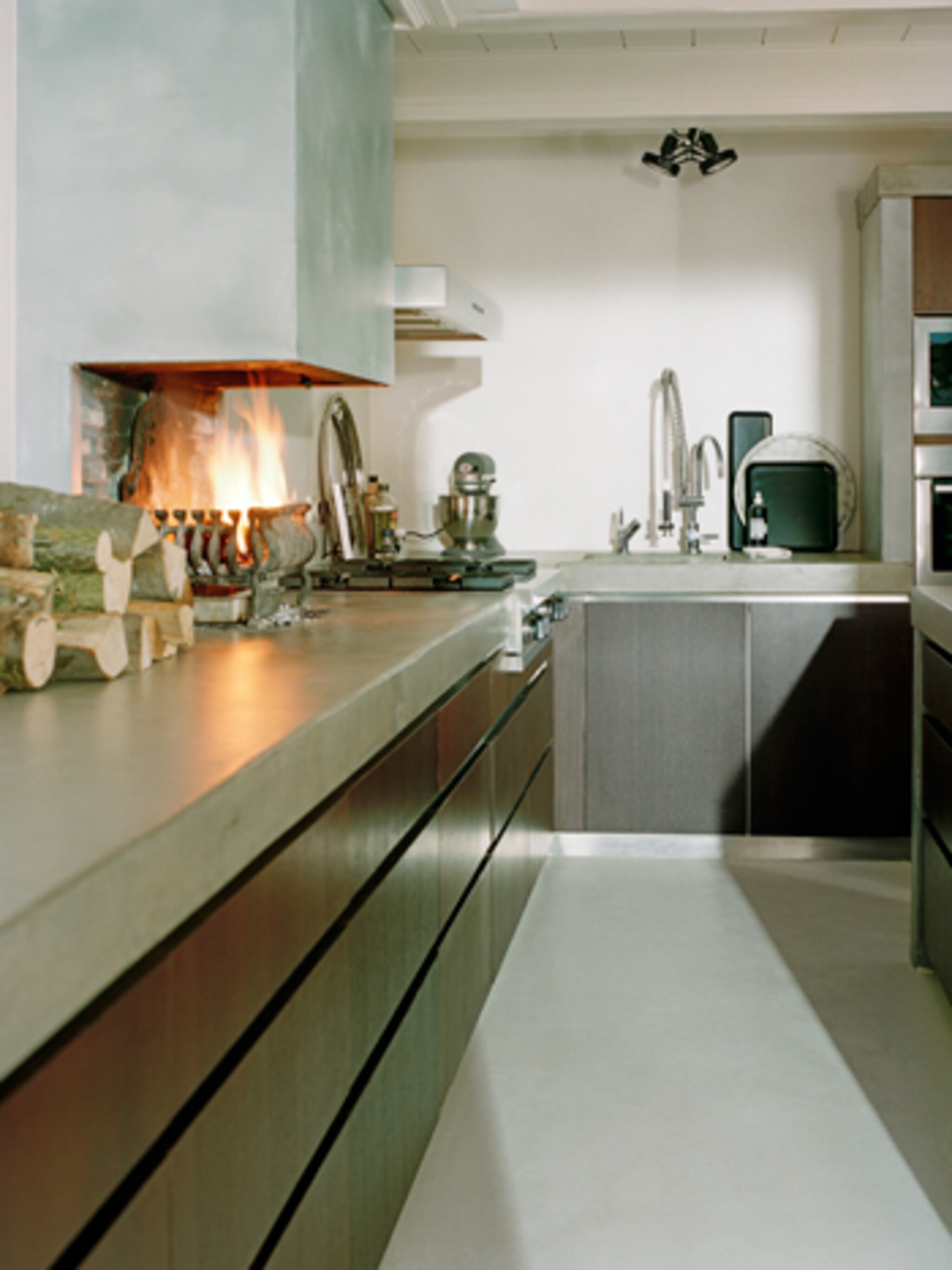 open haard in de keuken