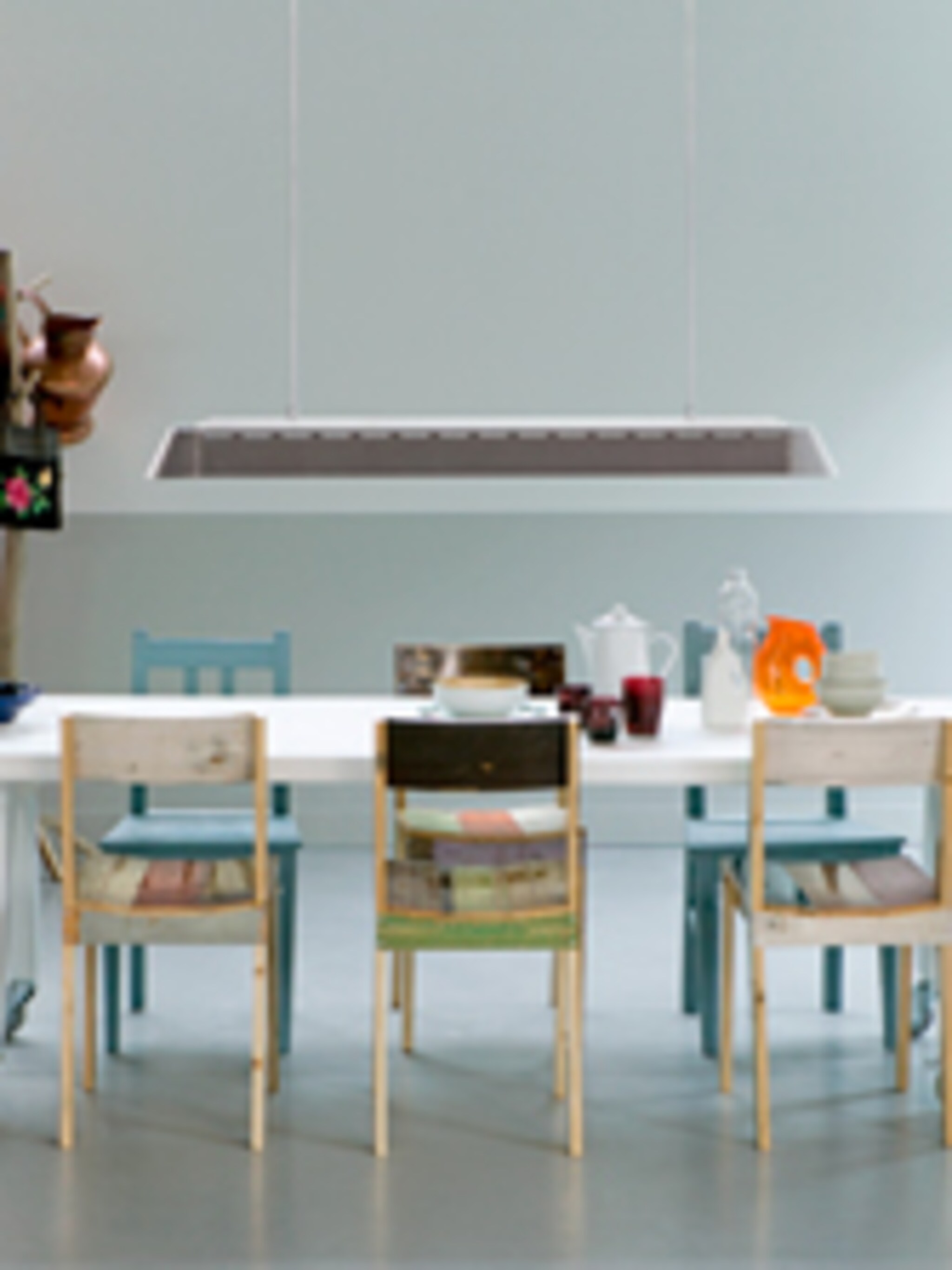 pastelkleurige eetkamer