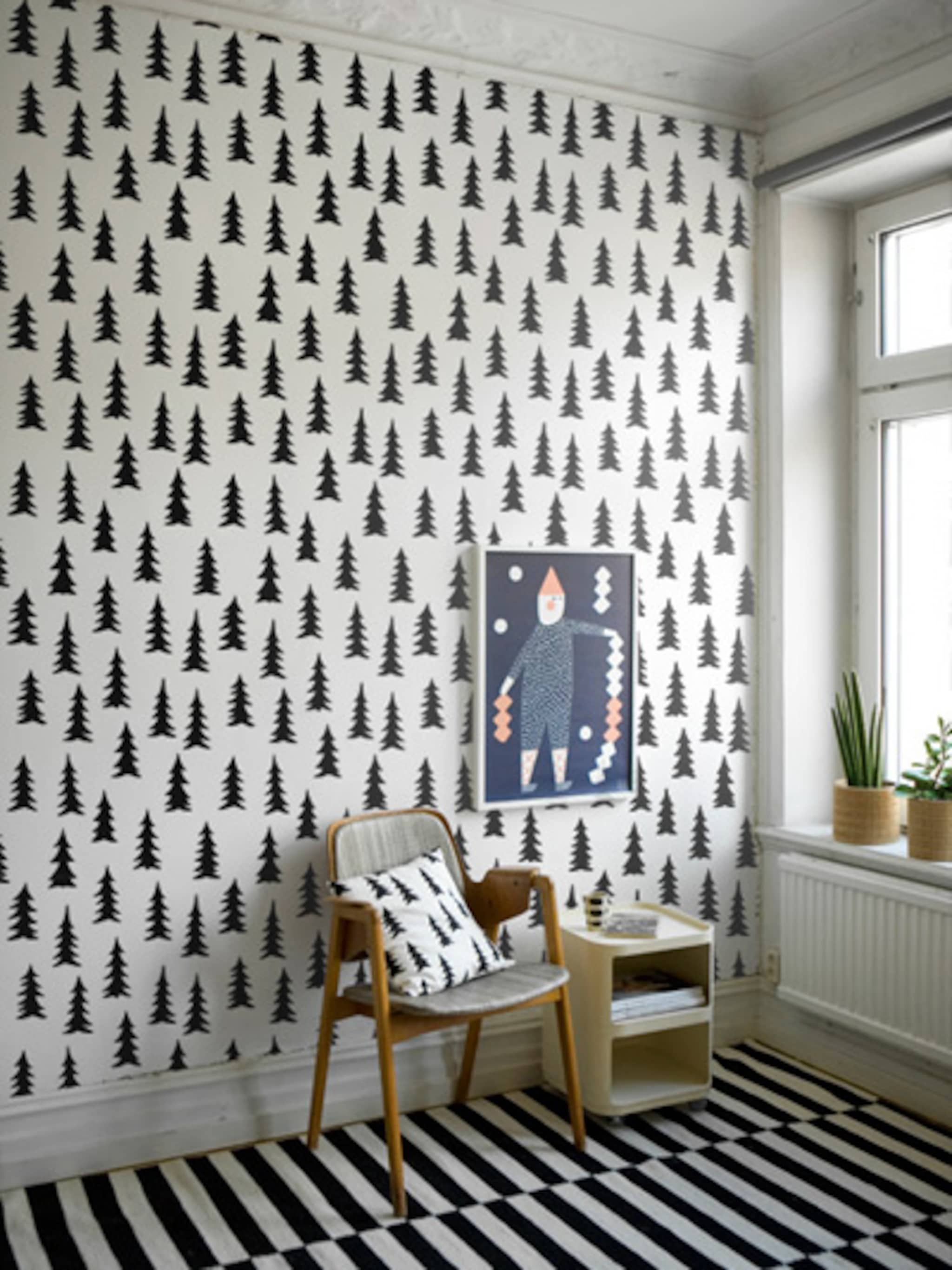 behang met kerstbomen