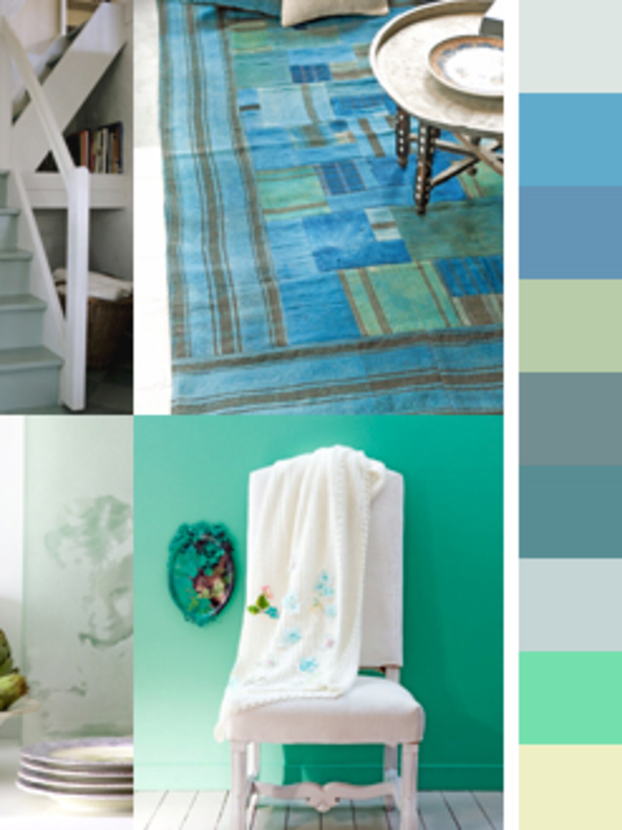 een palet met zuivere heldere kleuren voor mintgroen interieur