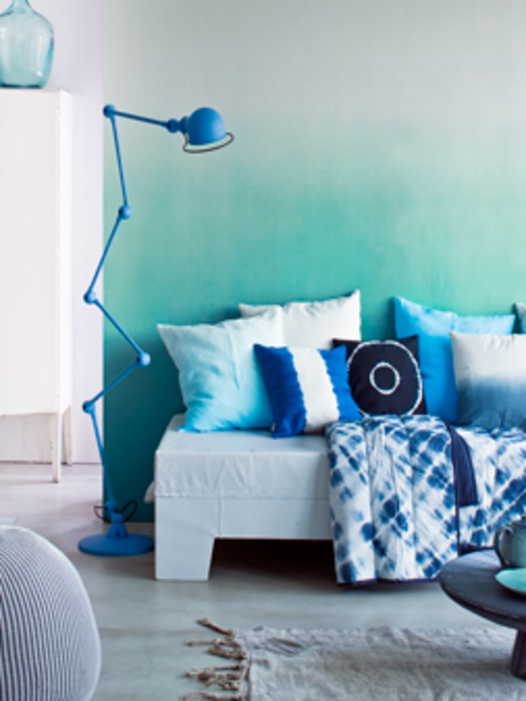 blauwe en groene kleuren in huis