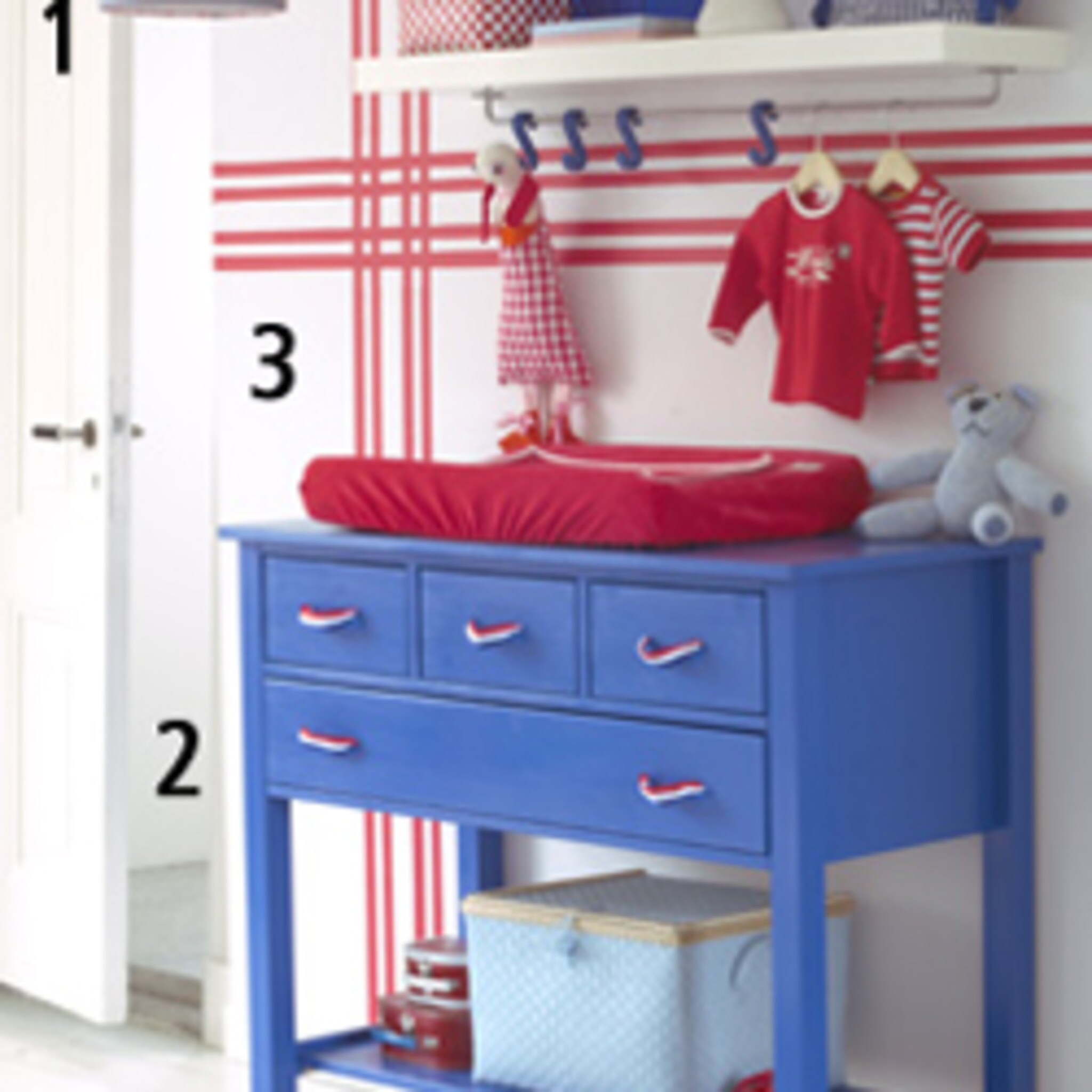 rood wit blauw in de babykamer