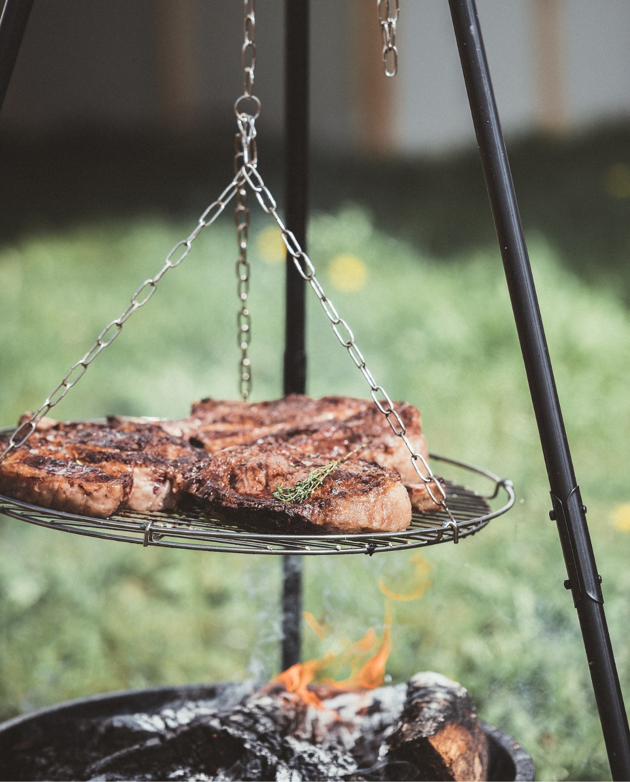 barbecue vlees vuurschaal diy BBQ driepoot vuurkorf Unsplash