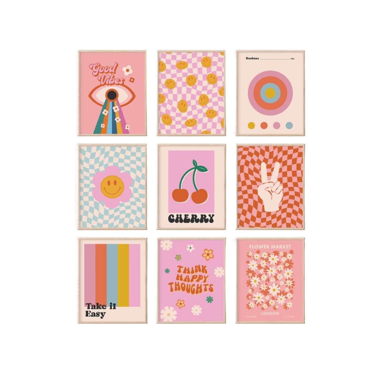 Funky Retro Wall Art, 9 prints, € 15,43, Etsy Etsy