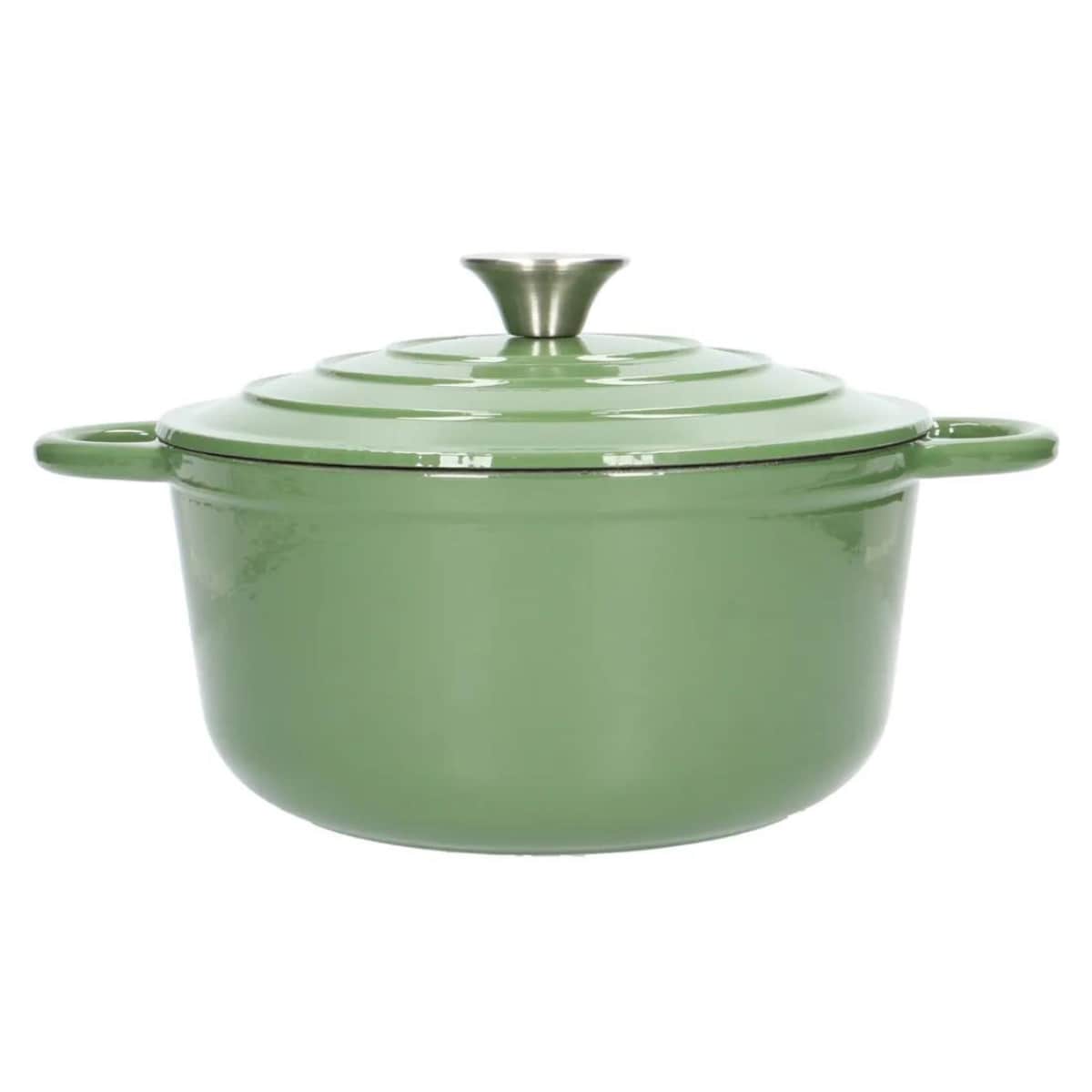 Braadpan, gietijzer, groen, klein. Dille en Kamille Dille en Kamille