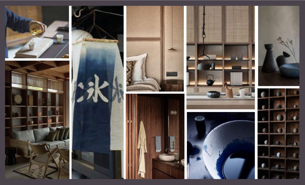 vt wonen&amp;design beurs 2023, moodboard Midnight Japandi-clubhuis van stylist Liza Wassenaar vtwonen 2023-09