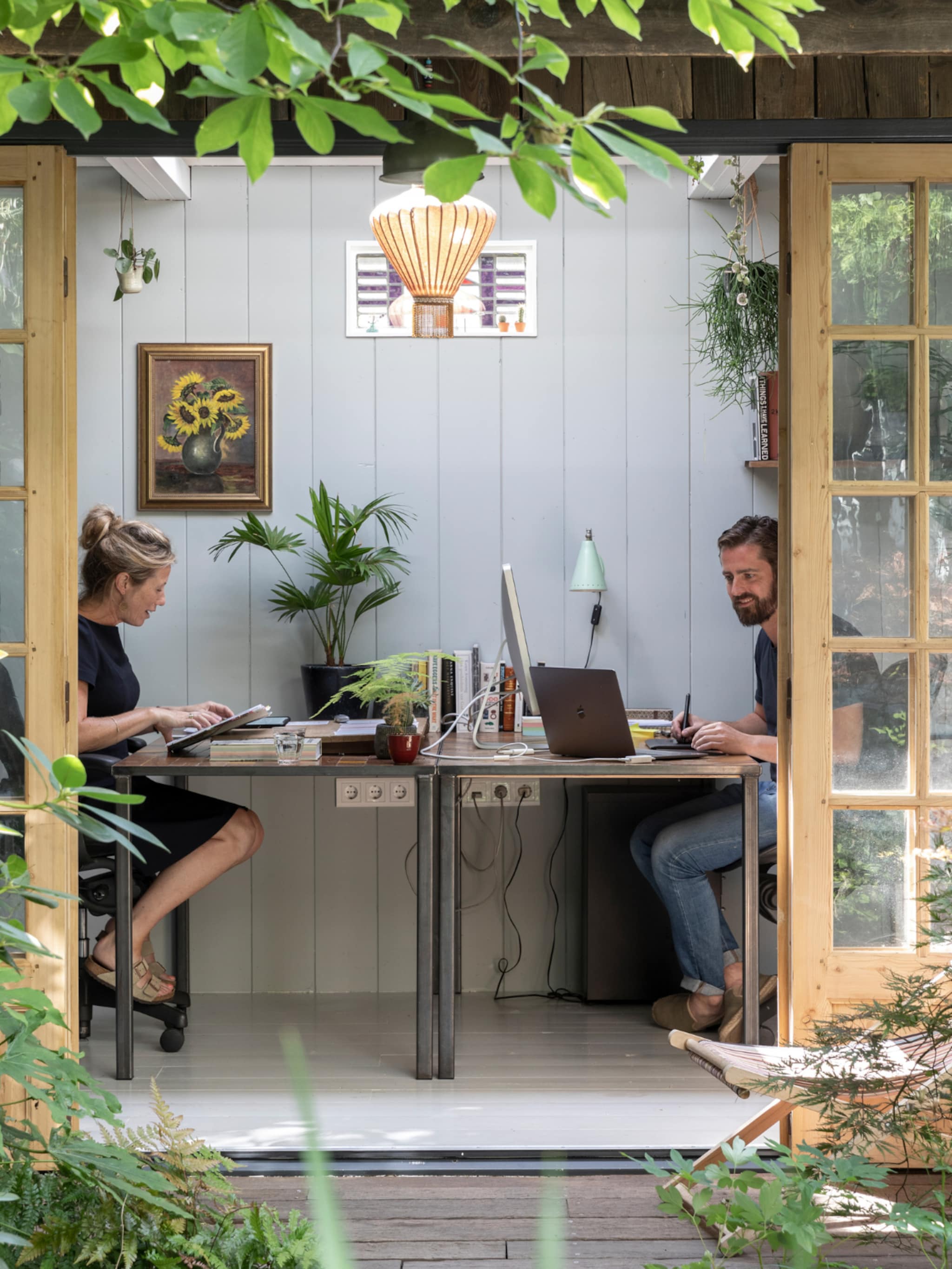 woonidee thuiskantoor in het tuinhuis