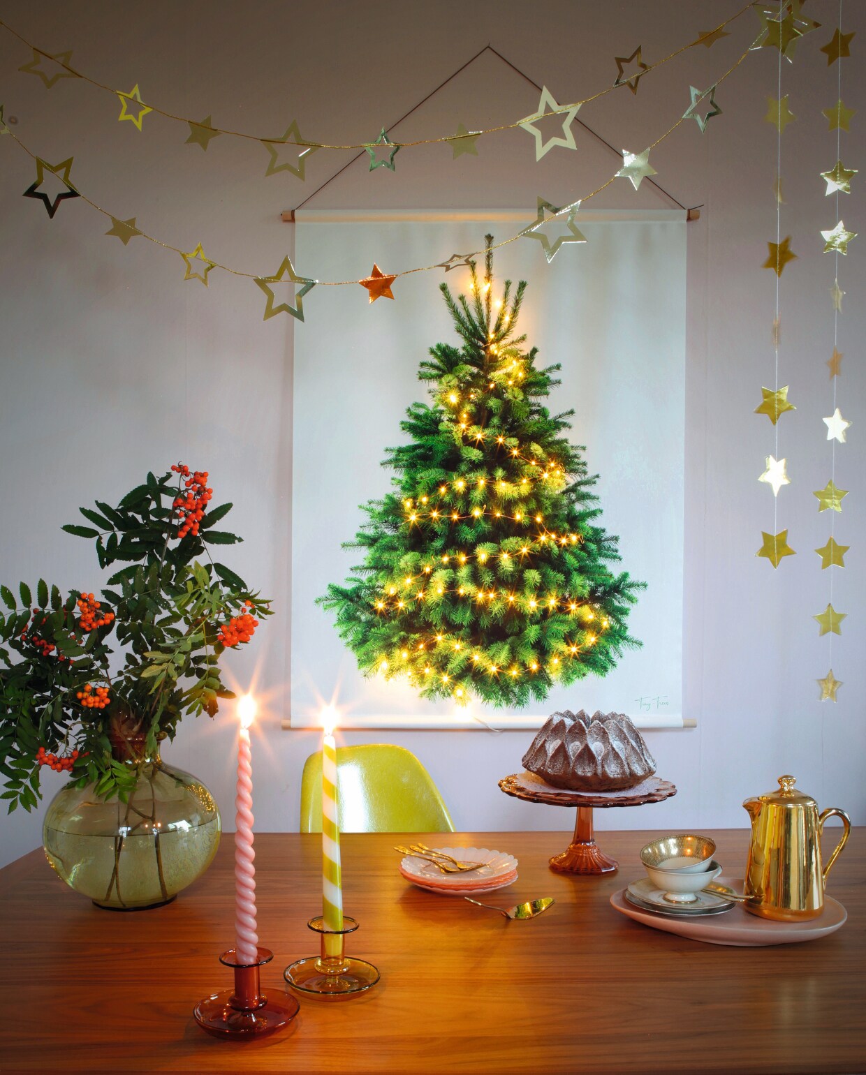 Duurzame kerstboom op stof 90 x 120 cm (medium) inclusief LED verlichting, Tiny Trees. Overig privébezit. @tiny-trees.nl