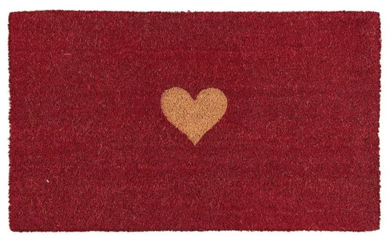 Clayre &amp; Eef deurmat 75x45 cm rood kokosvezel rubber rechthoek hart vtwonen by fonQ