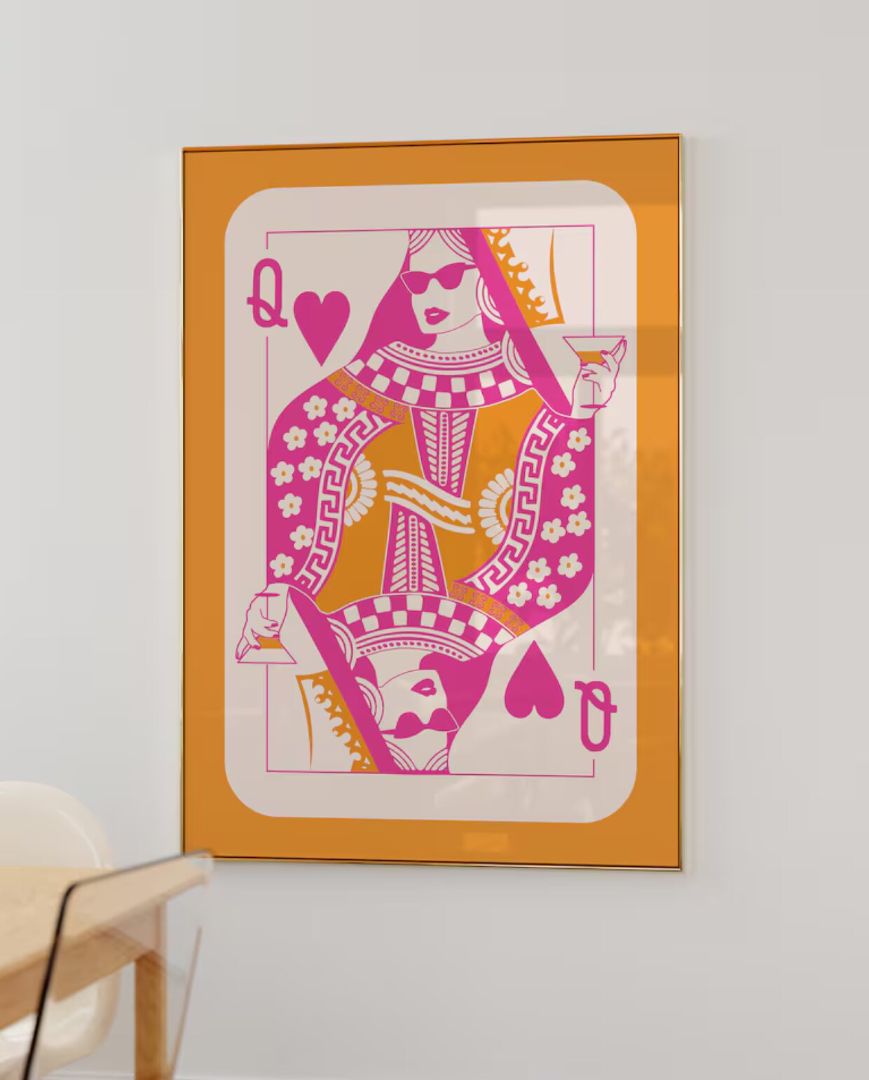 Queen of Hearts poster, trendy kunst aan de muur, preppy slaapzaal decor, schattig appartement print, esthetische decor afdrukbaar, speelkaart artwork - Etsy Etsy