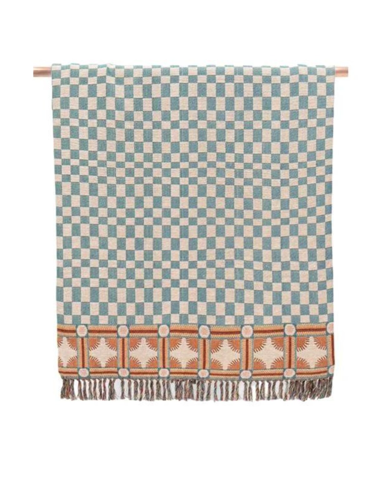 sissy-boy jacquard deken met geblokt patroon en franjes (130x180 cm) - vtwonen by fonQ vtwonen by fonQ
