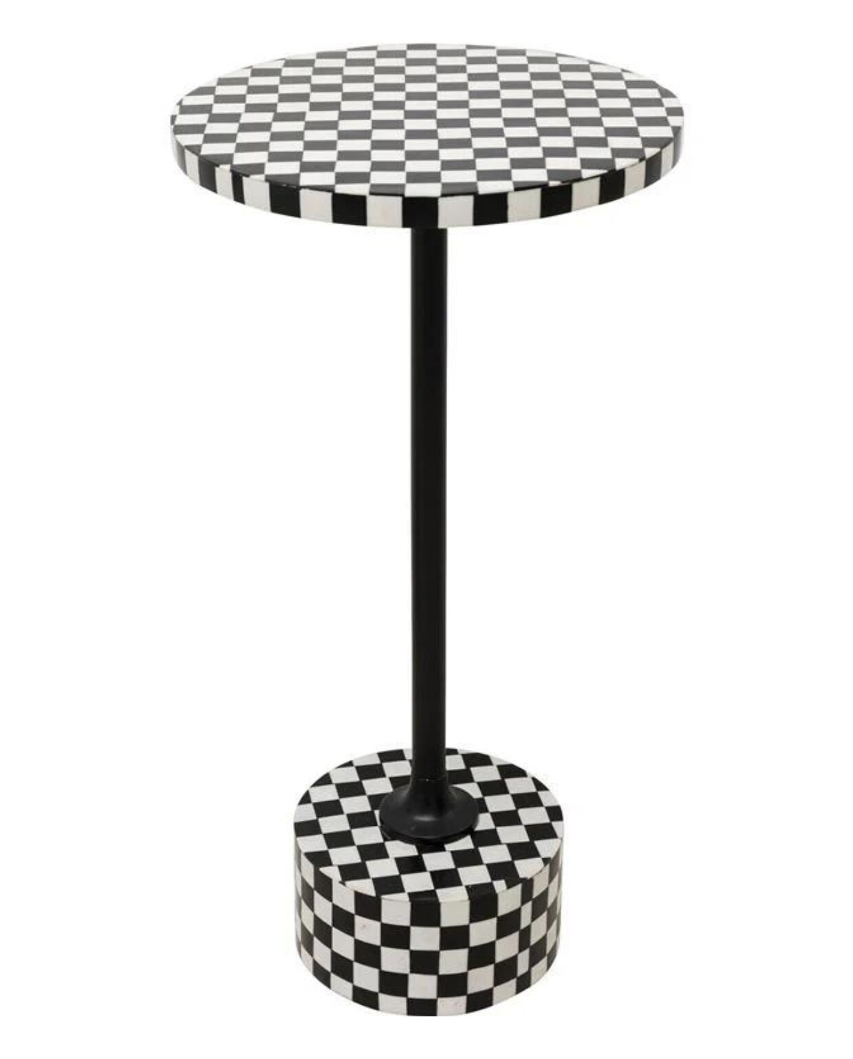 kare design bijzettafel domero chess black white ø25cm - vtwonen by fonQ vtwonen by fonQ