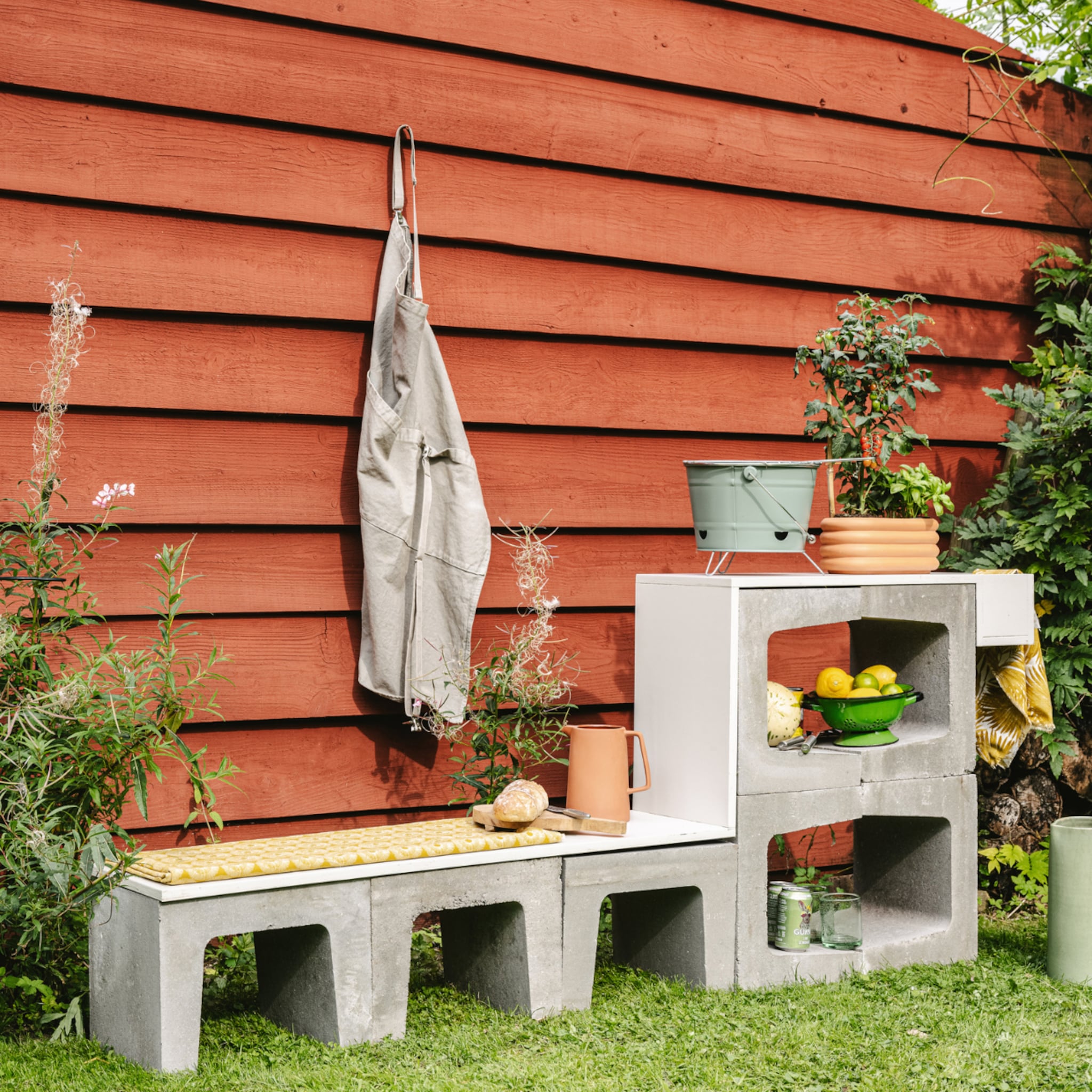 diy stoere opbergbank buiten