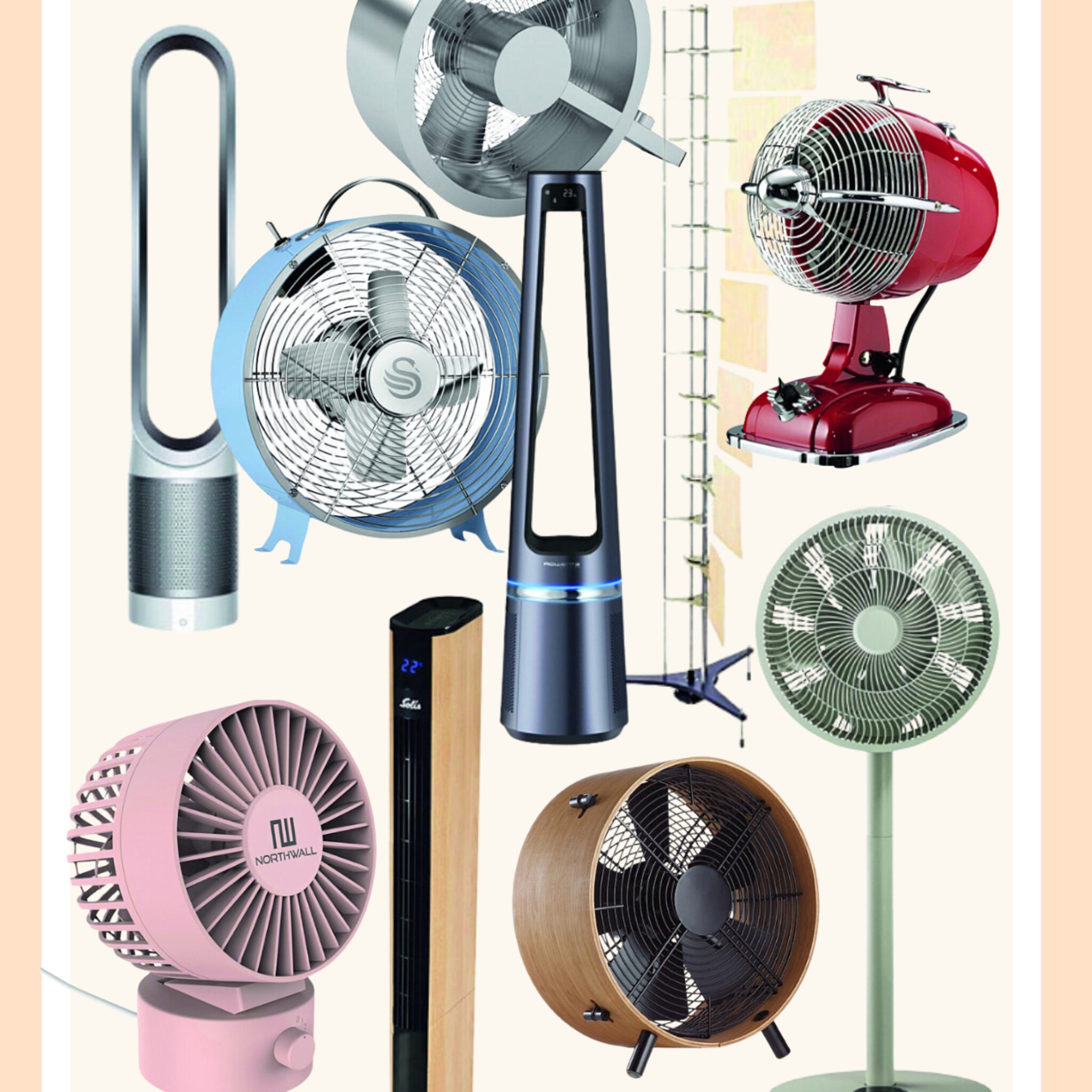 mooie ventilators tafelmodel torens retro kleuren