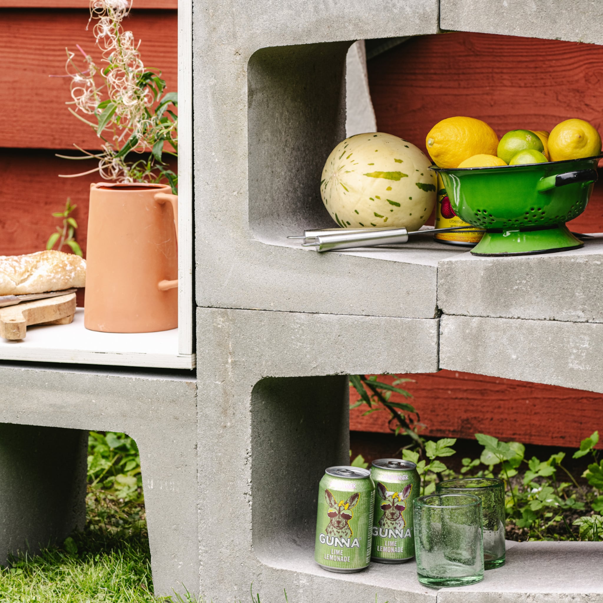 Tuin DIY opbergbank van beton