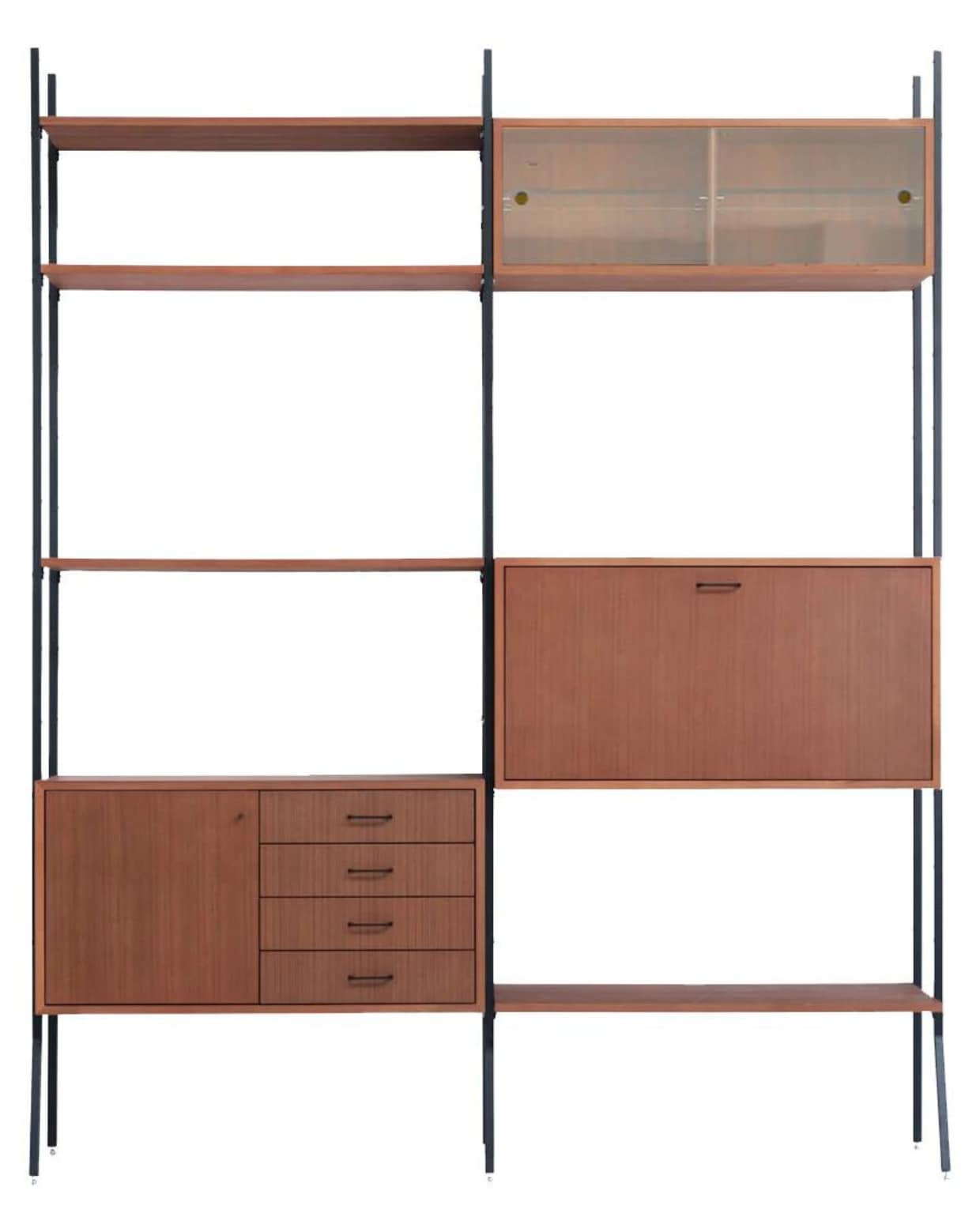 Vintage Wall unit Teakhout Retro Boekenkast in Teak Hout Furnified  Vintage Shelving Unit - Teak - 186x230cm furnified