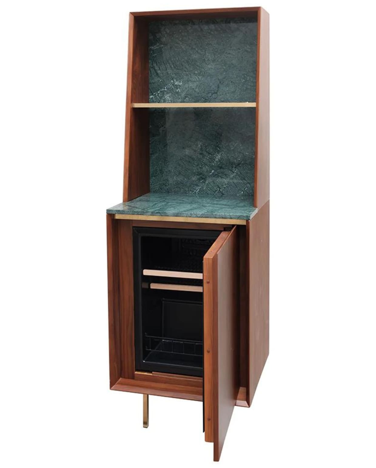 Eleanor Wine refrigerator 60x180cm - Walnut Green marble - Leg gold furnified